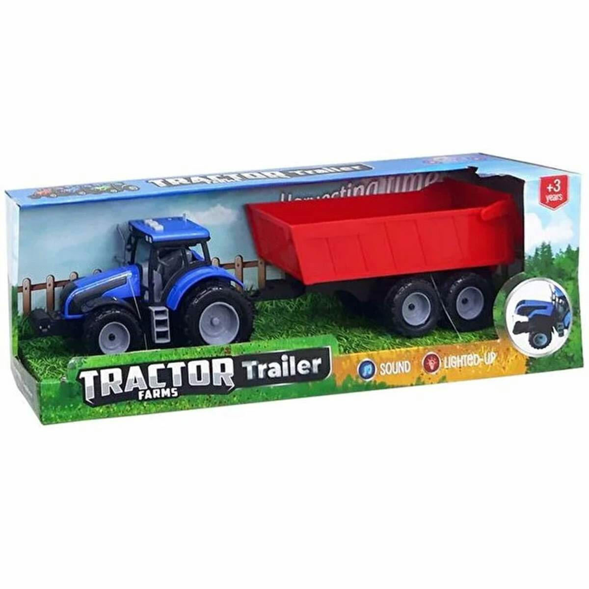 Römorklu Sesli Ve Işıklı Pilli Traktör | Aya Toys Çiftlik Macera Seti | Hareketli Römorklu Eğitici İş Makinesi