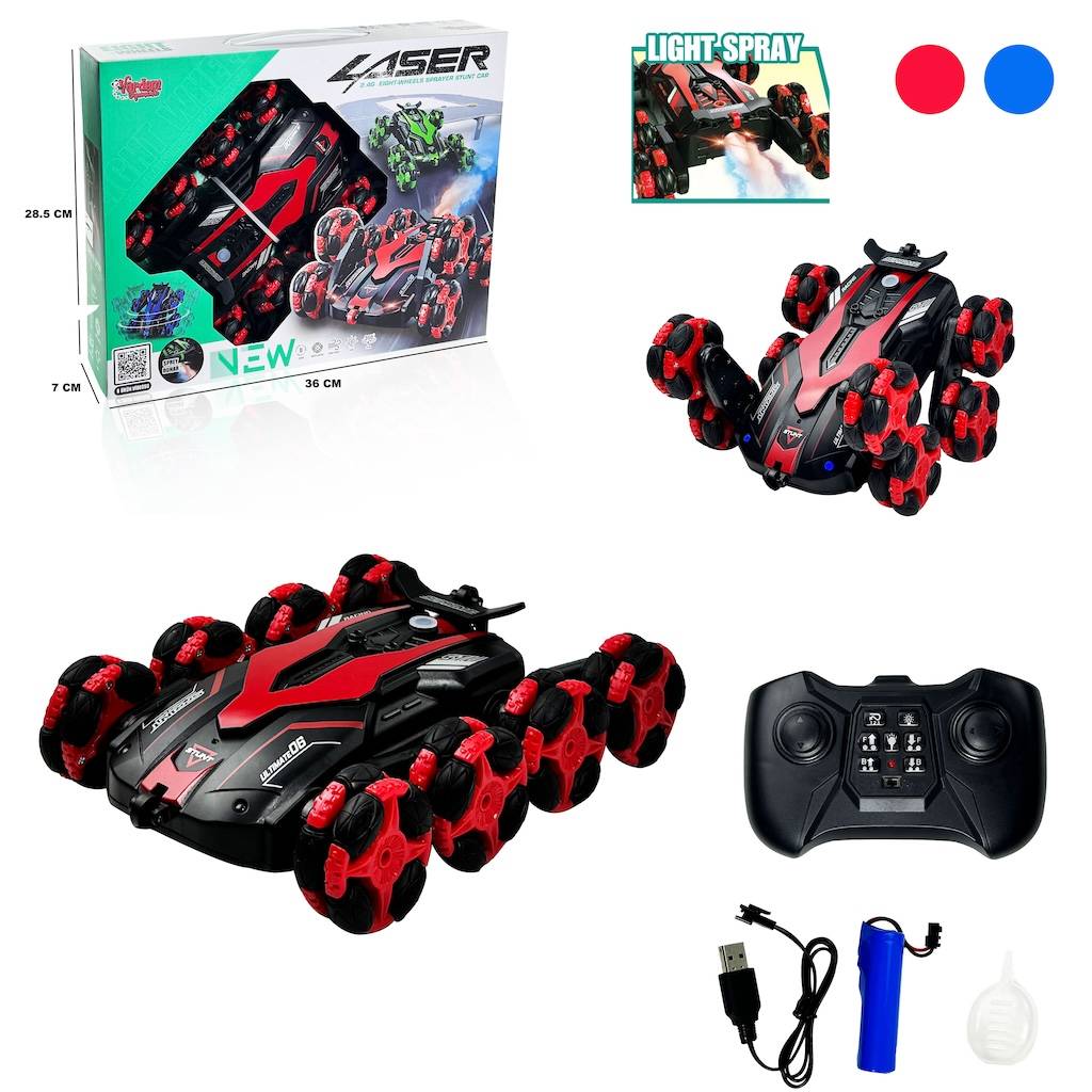 Uzaktan Kumandalı 8 Tekerli Buhar Çıkartan Akrobat Araba