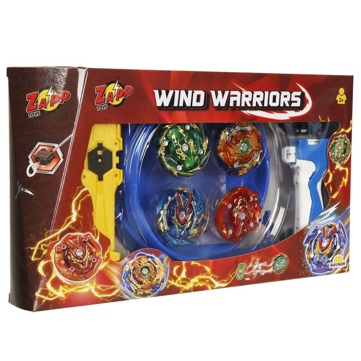 Rüzgar Savaşçıları 4’lü Topaç Seti | Özel Savaş Arenası ve 4 Farklı Savaş Topacı | Zapp Toys Rekabetçi Strateji Oyunu