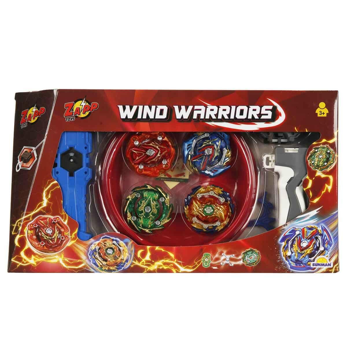 Rüzgar Savaşçıları 4’lü Topaç Seti | Özel Savaş Arenası ve 4 Farklı Savaş Topacı | Zapp Toys Rekabetçi Strateji Oyunu