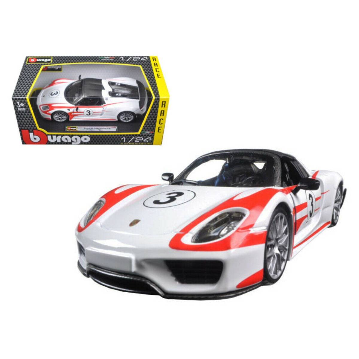 Bburago 1:24 Porsche 918 Spyder Weissach Model Araba