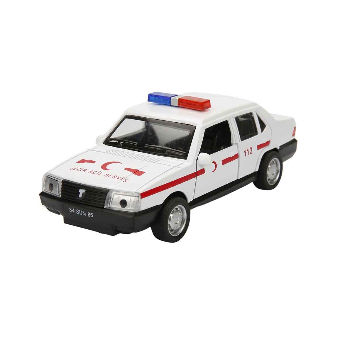 Tofaş 1:32 Sesli ve Işıklı Çek Bırak Araba Polis-Ambulans 13 Cm