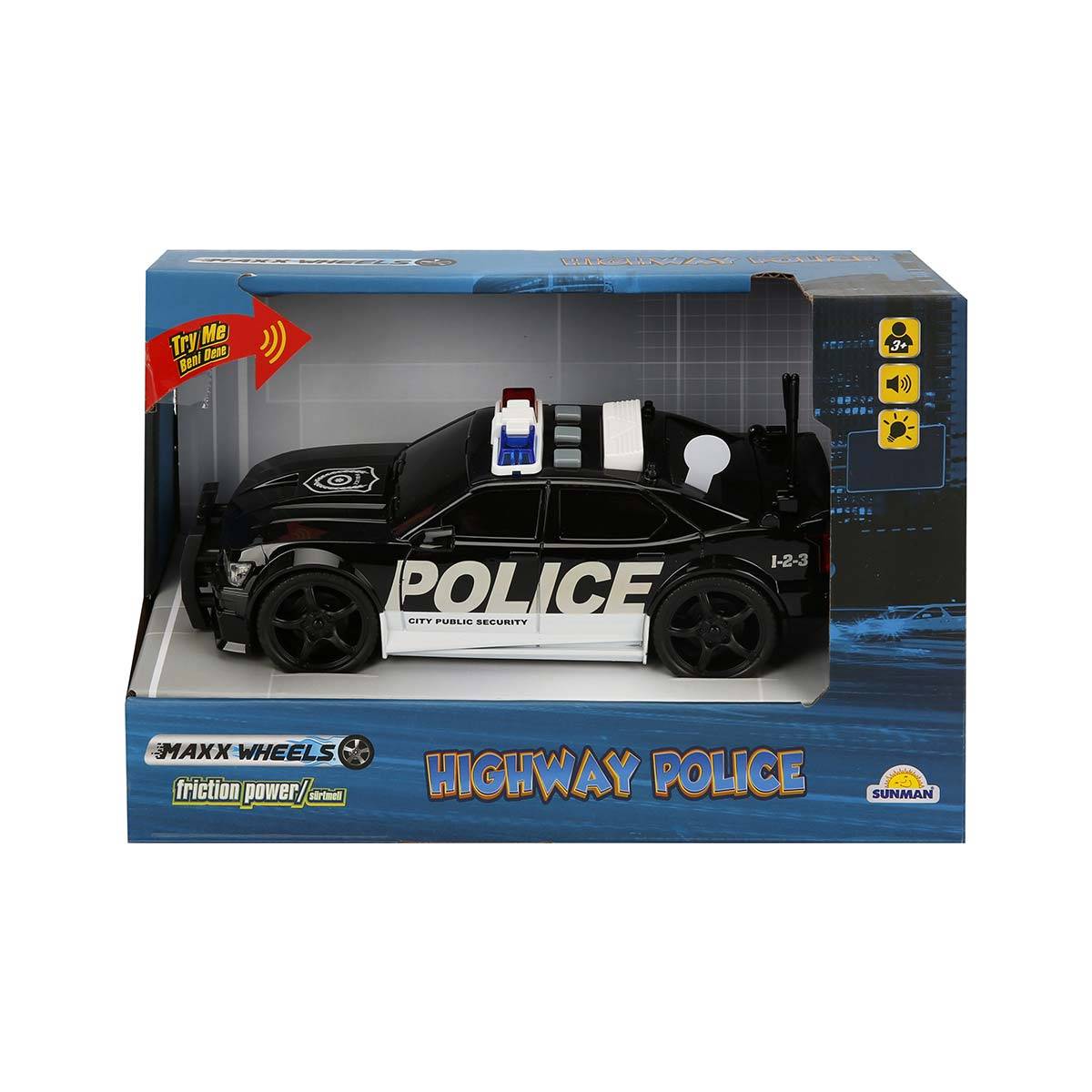 1:20 Maxx Wheels Sesli ve Işıklı Polis Arabası 19 cm