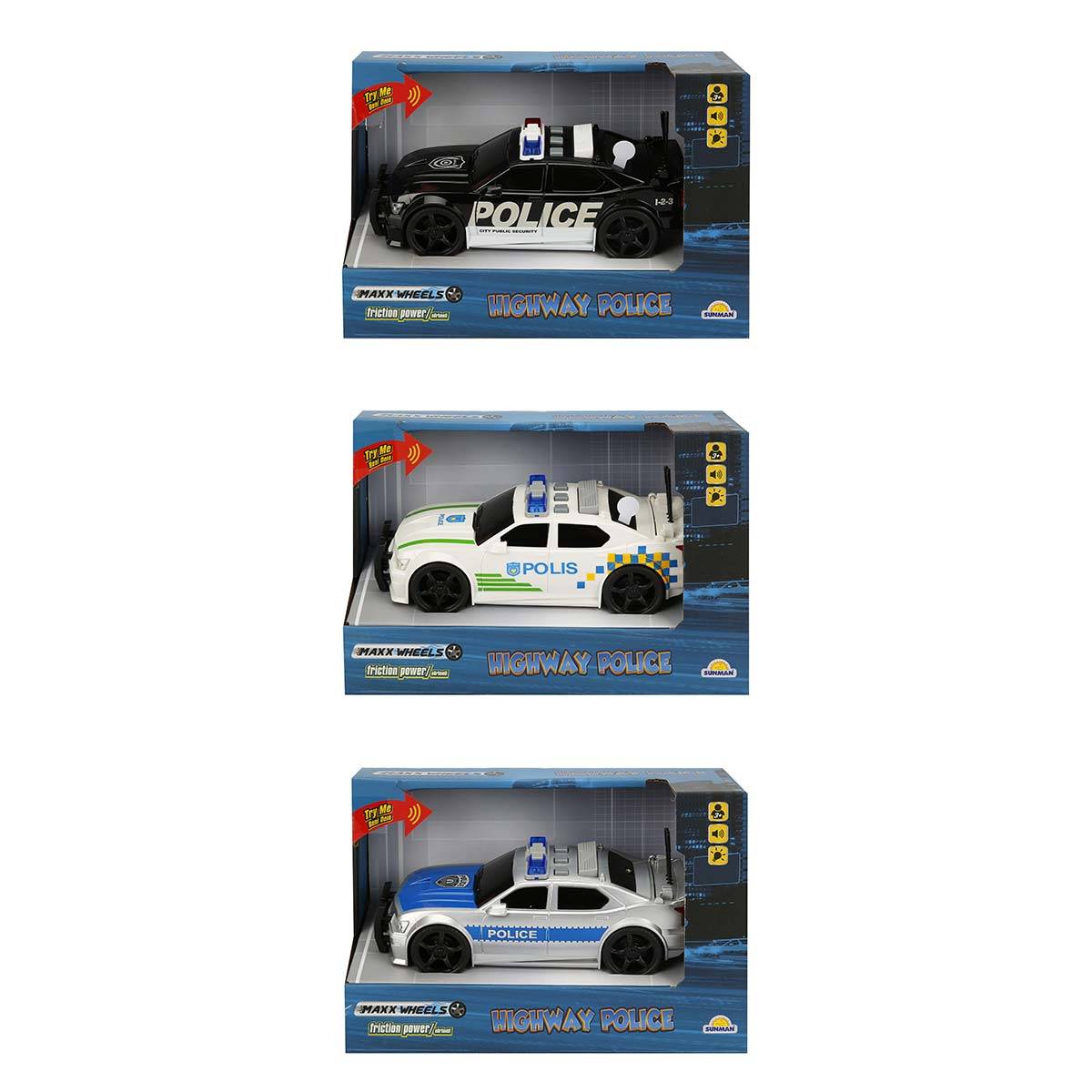 1:20 Maxx Wheels Sesli ve Işıklı Polis Arabası 19 cm