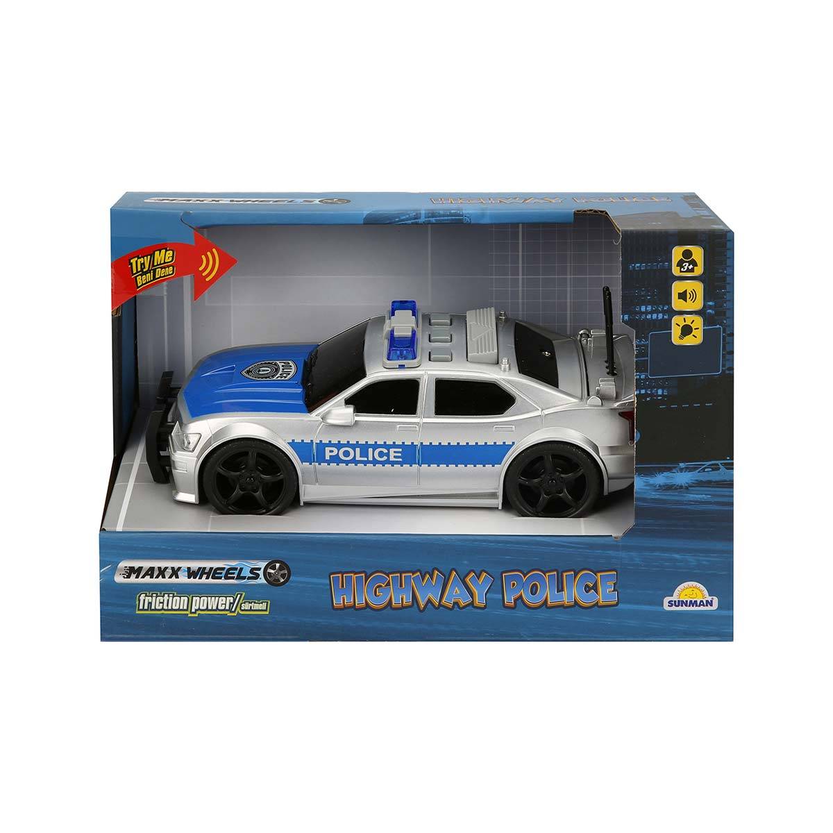 1:20 Maxx Wheels Sesli ve Işıklı Polis Arabası 19 cm