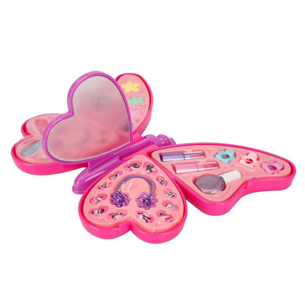 Kelebek Şekilli 4 Katmanlı Sürülebilir Makyaj Güzellik Seti – Çocuklar İçin Güvenli Makyaj Seti