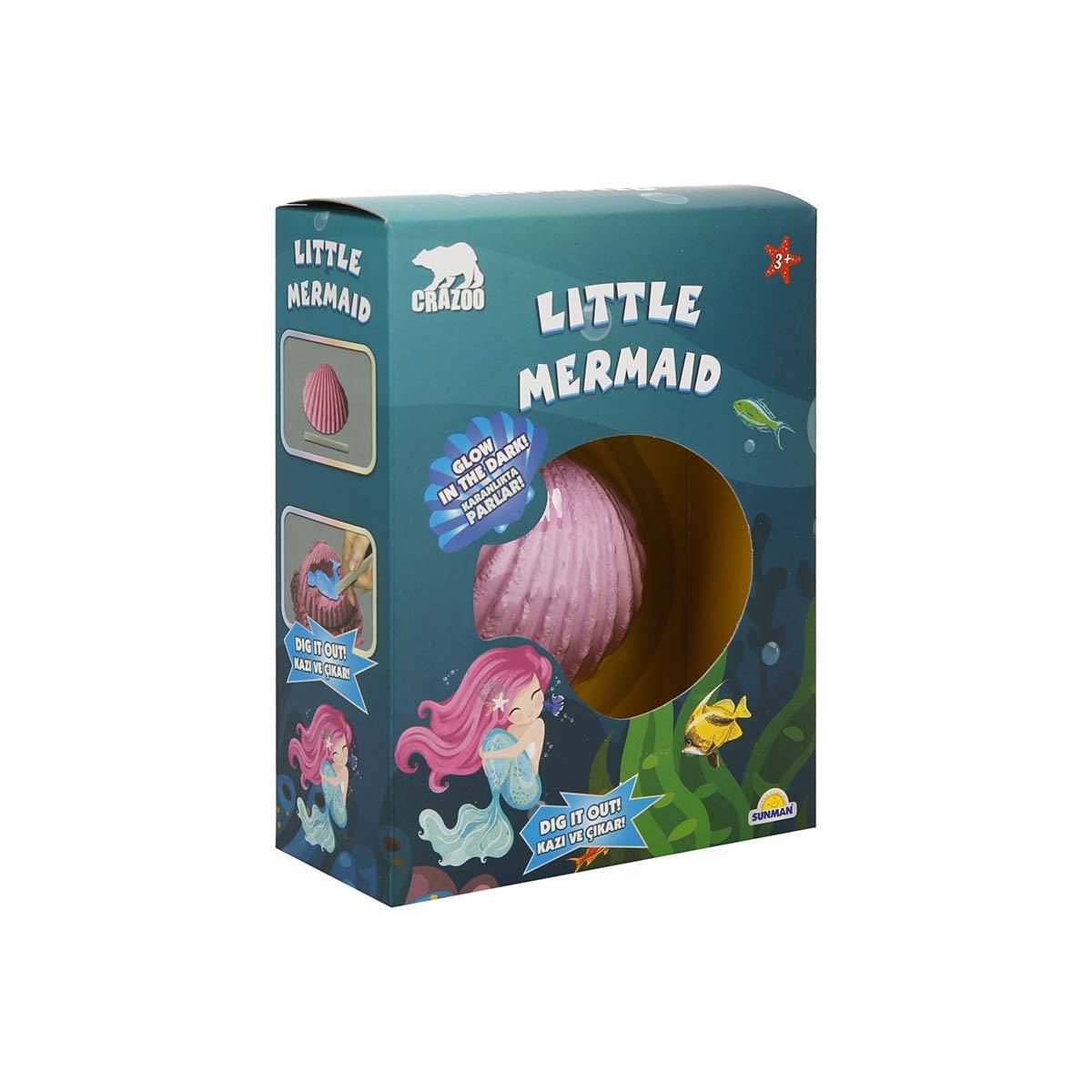 Arkeolojik Fosil Kazı Seti Deniz Kızı Figürü Karanlıkta Parlayan