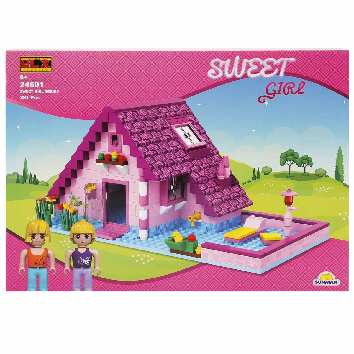BLX Tatlı Kız Pembe Havuzlu Ev Blok Yapı Seti