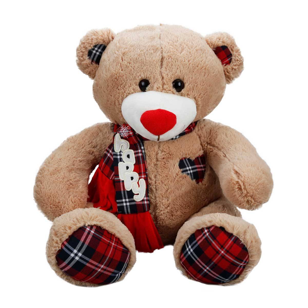 Ekose Atkılı Peluş Ayı 60 cm.