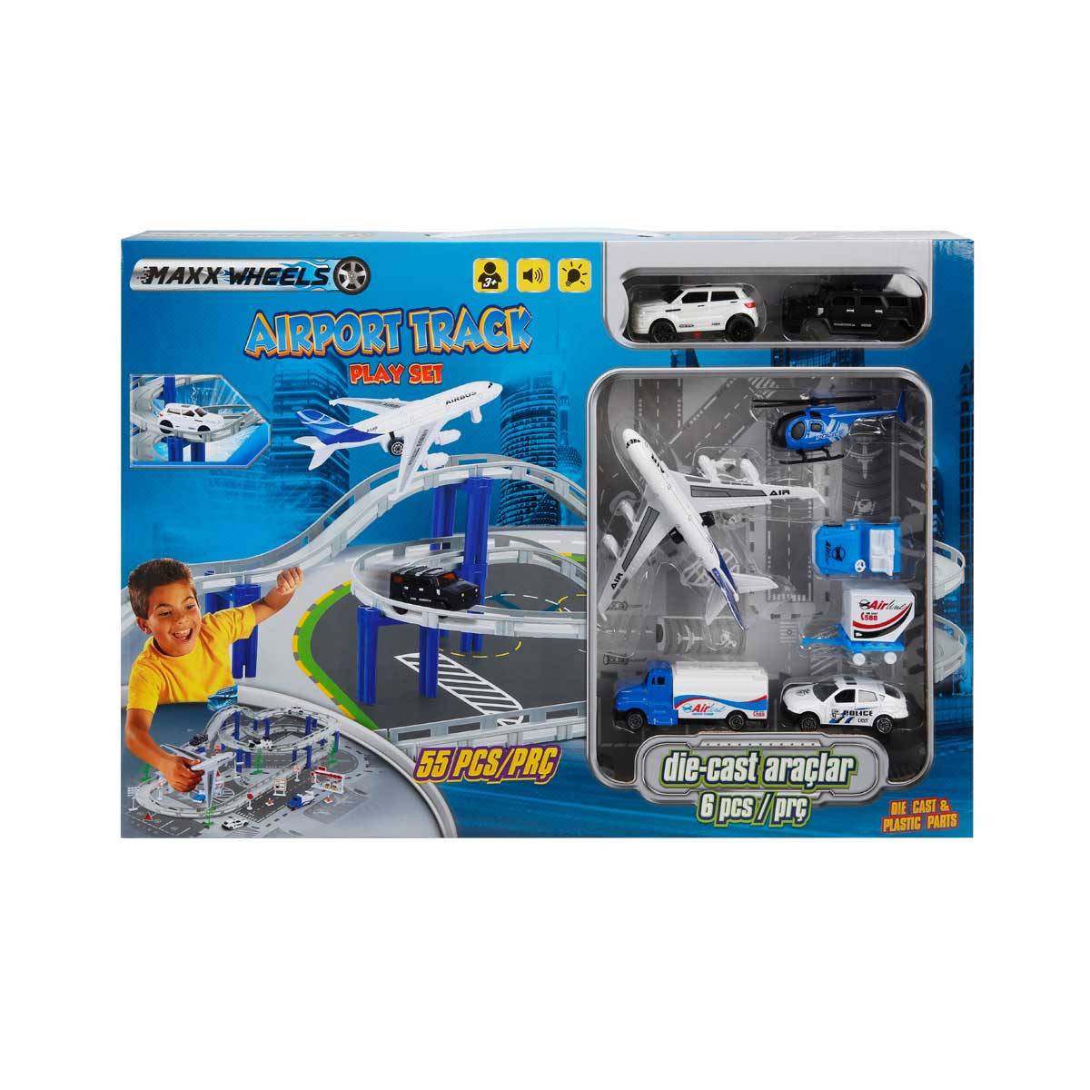 Sesli ve Işıklı Havaalanı ve Araba Pisti 55 Parça