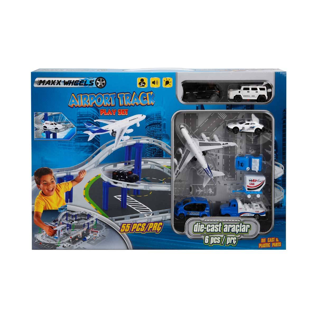 Sesli ve Işıklı Havaalanı ve Araba Pisti 55 Parça