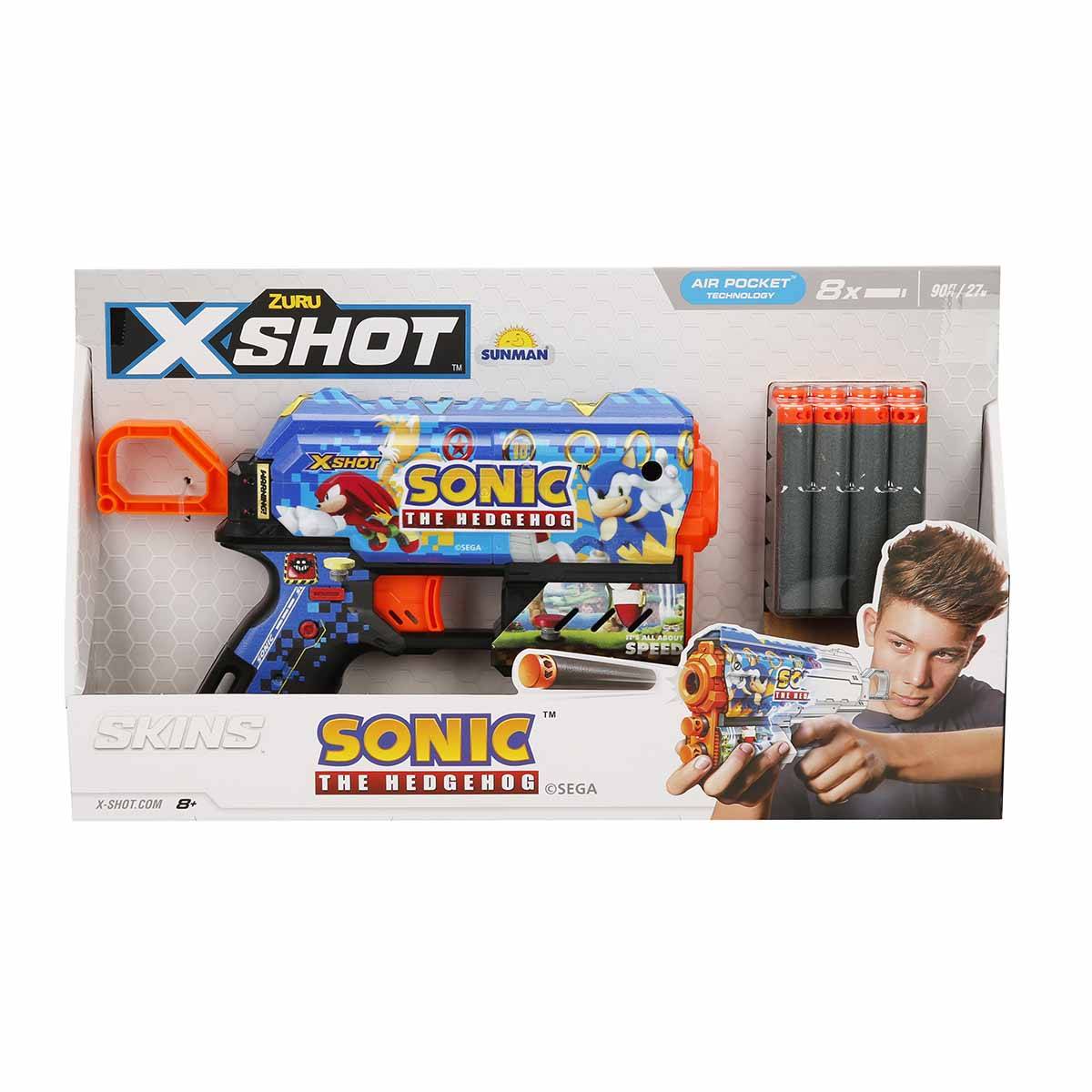 X-Shot Skins Flux Sonic The Hedgehog 8 Mermili Sünger Dart Atan Silah 21 cm