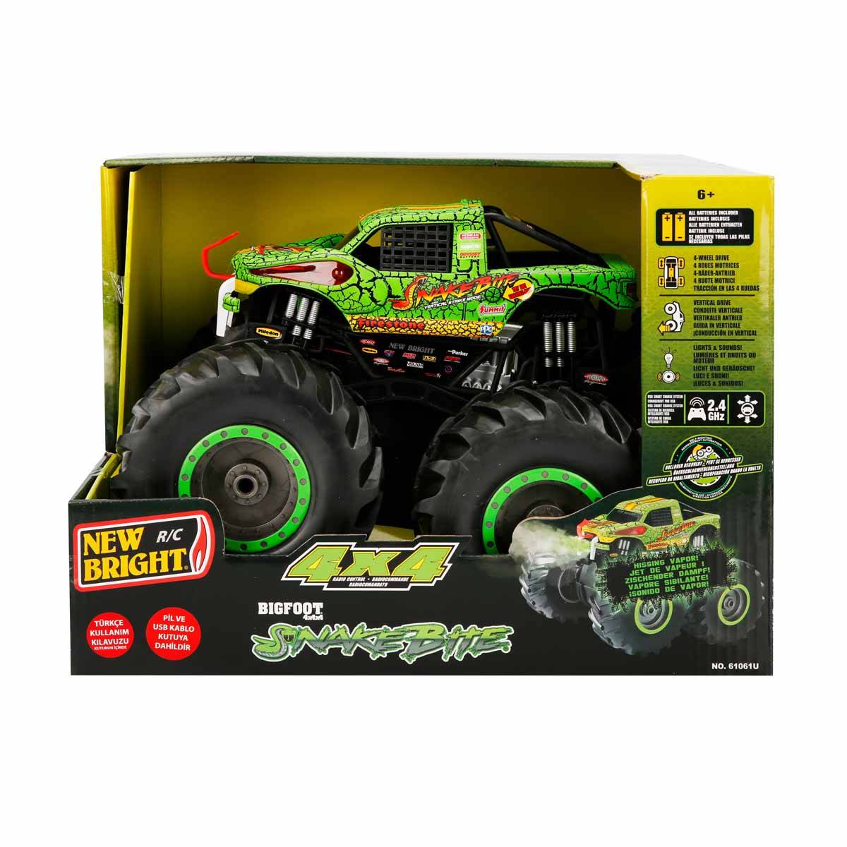 1:10 Big Foot 4 x 4 Snakebite Sesli ve Işıklı Uzaktan Kumandalı USB Şarjlı Araba