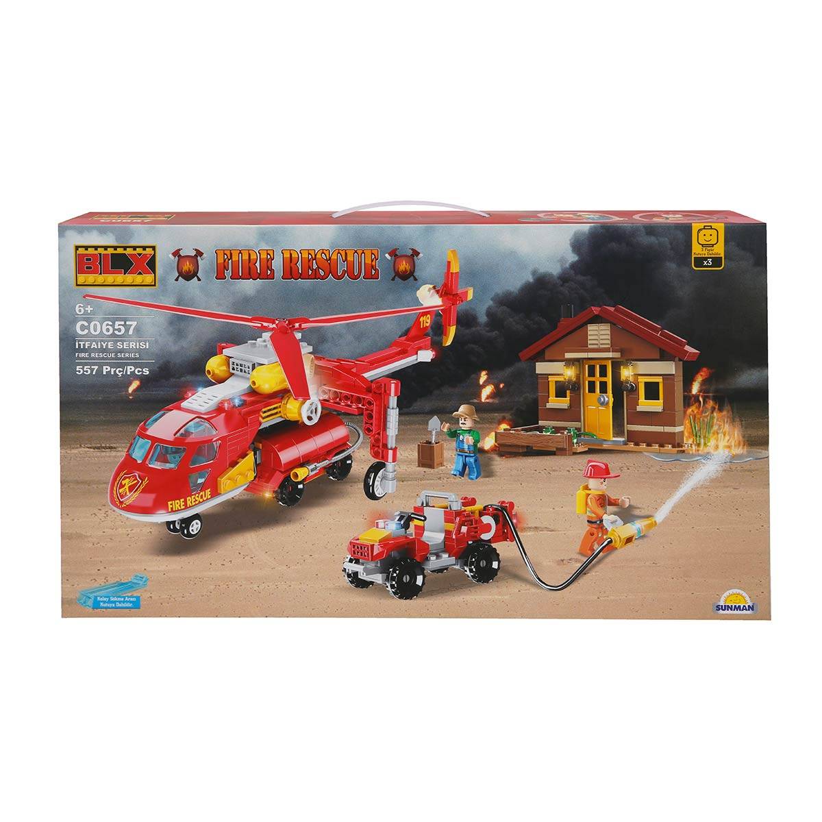 BLX 557 Parça İtfaiye Yangın Söndürme Helikopteri Lego Seti
