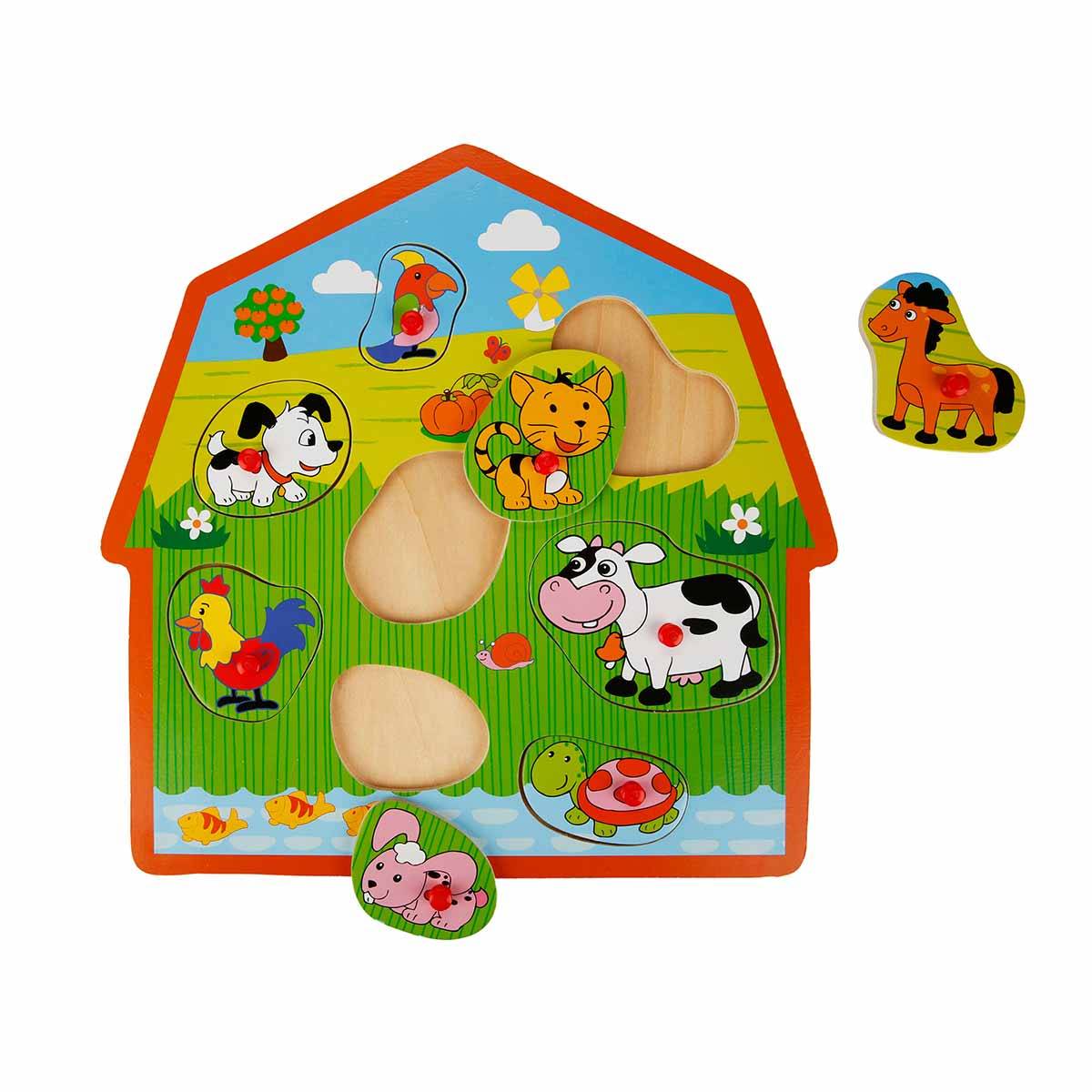 Tahta Raptiyeli Bulmaca Çiftlik Hayvanları 8 Parça
