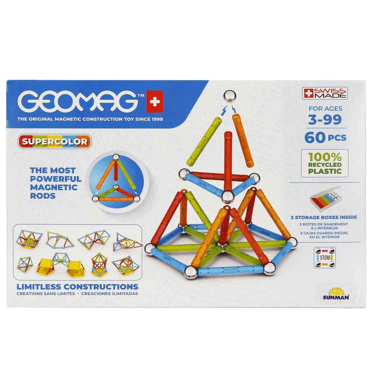 Geomag Supercolor Renkli Manyetik Zeka Çubukları 60 Parça