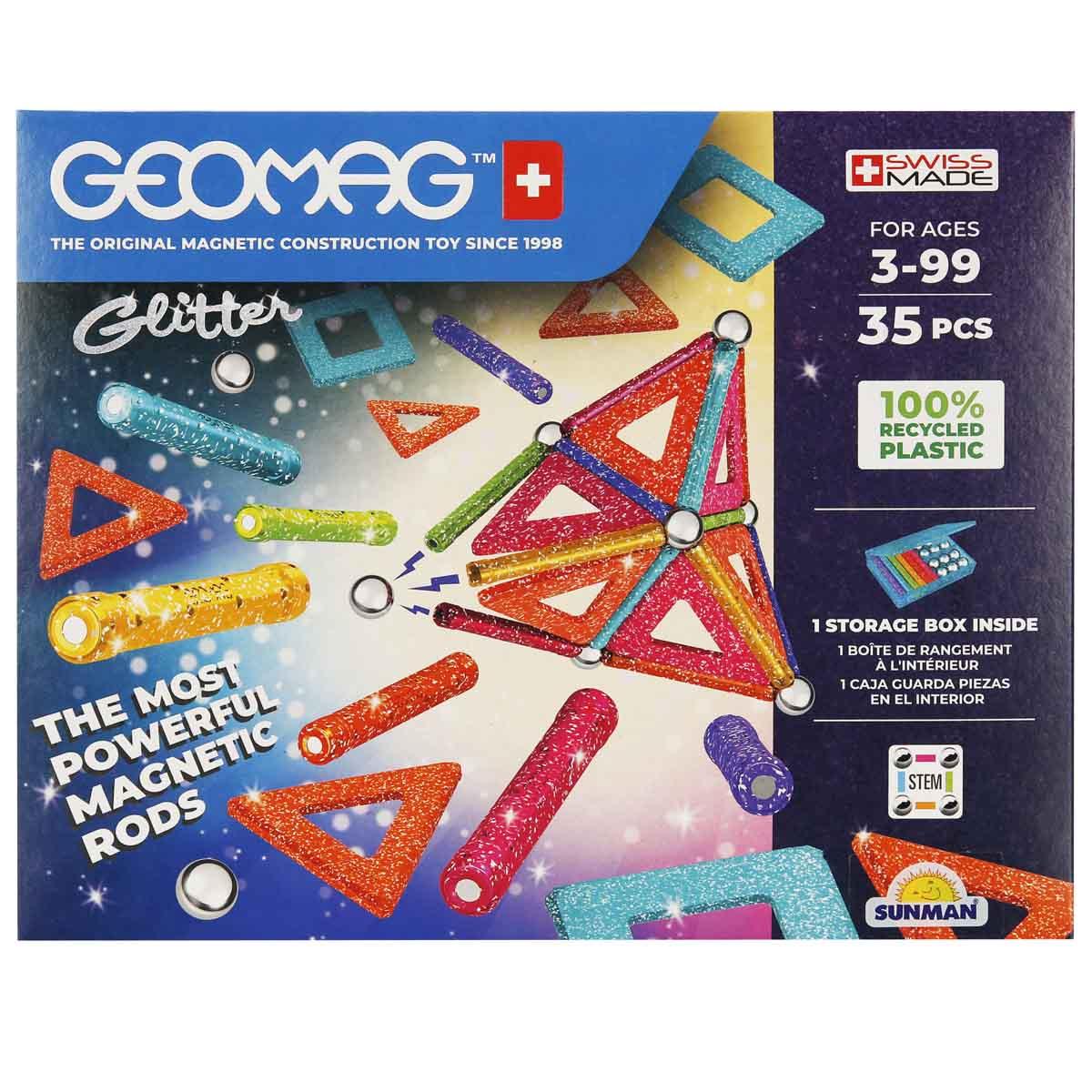 Geomag Glitter Simli Manyetik Zeka Çubukları 35 Parça