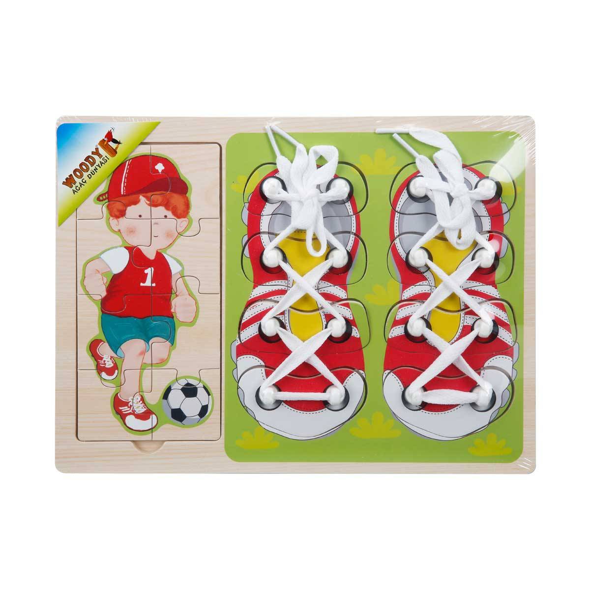 Woody Ahşap Bulmaca Ayakkabı Bağlama 16 Parça