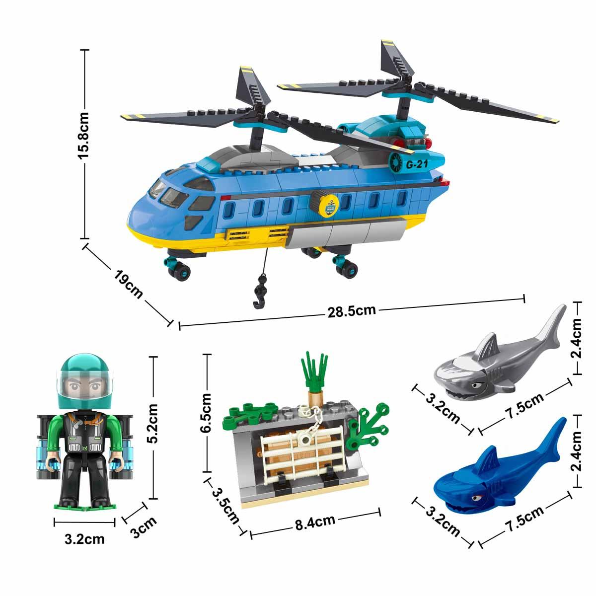 BLX Derin Deniz Helikopterli Hayvan Kurtarma Timi Blok Yapı Seti