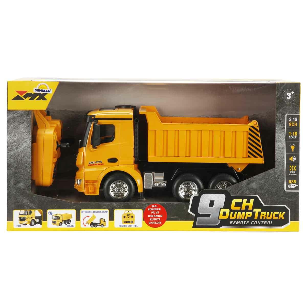 Uzaktan Kumandalı Damperli Kamyon İnşaat Aracı - 2.4 Ghz - USB Şarjlı - 1:18 Ölçek - 9 Kanal