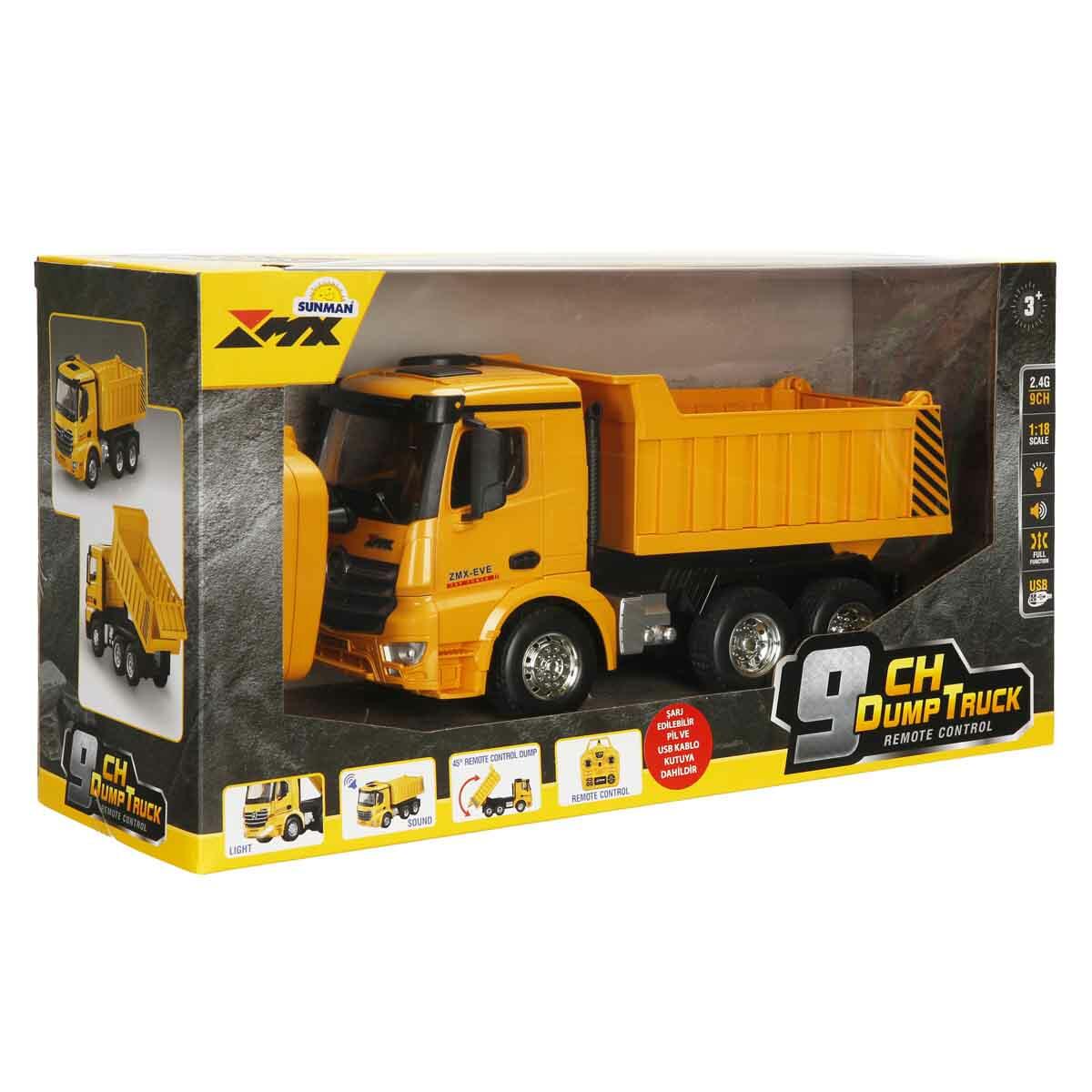 Uzaktan Kumandalı Damperli Kamyon İnşaat Aracı - 2.4 Ghz - USB Şarjlı - 1:18 Ölçek - 9 Kanal