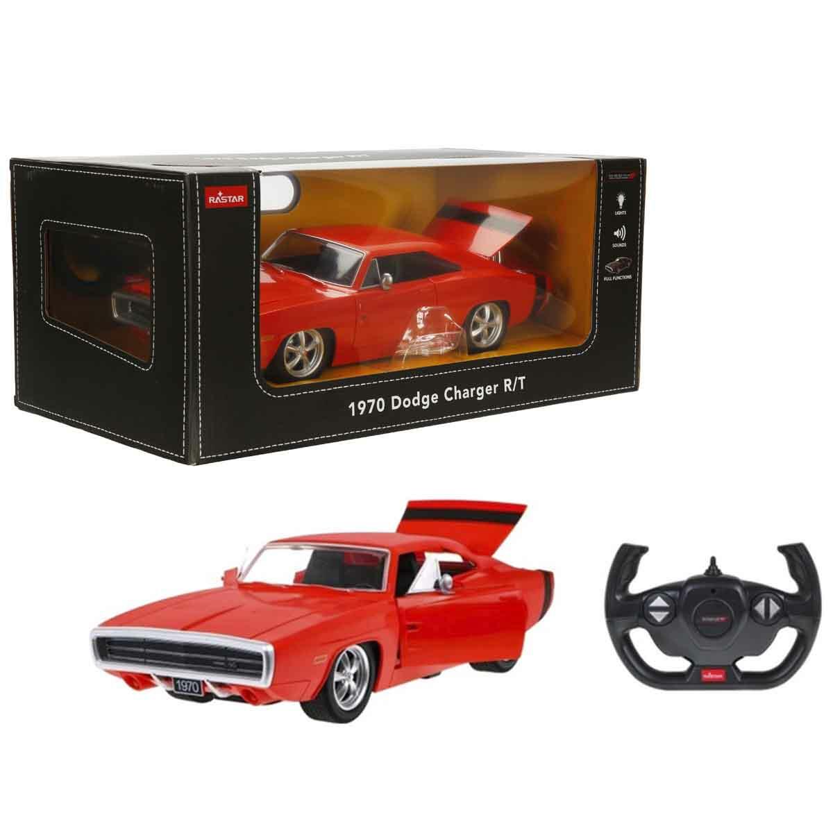 1:16 Ölçek 1970 Dodge Charger R/T Sesli ve Işıklı Uzaktan Kumandalı Araba - Turuncu