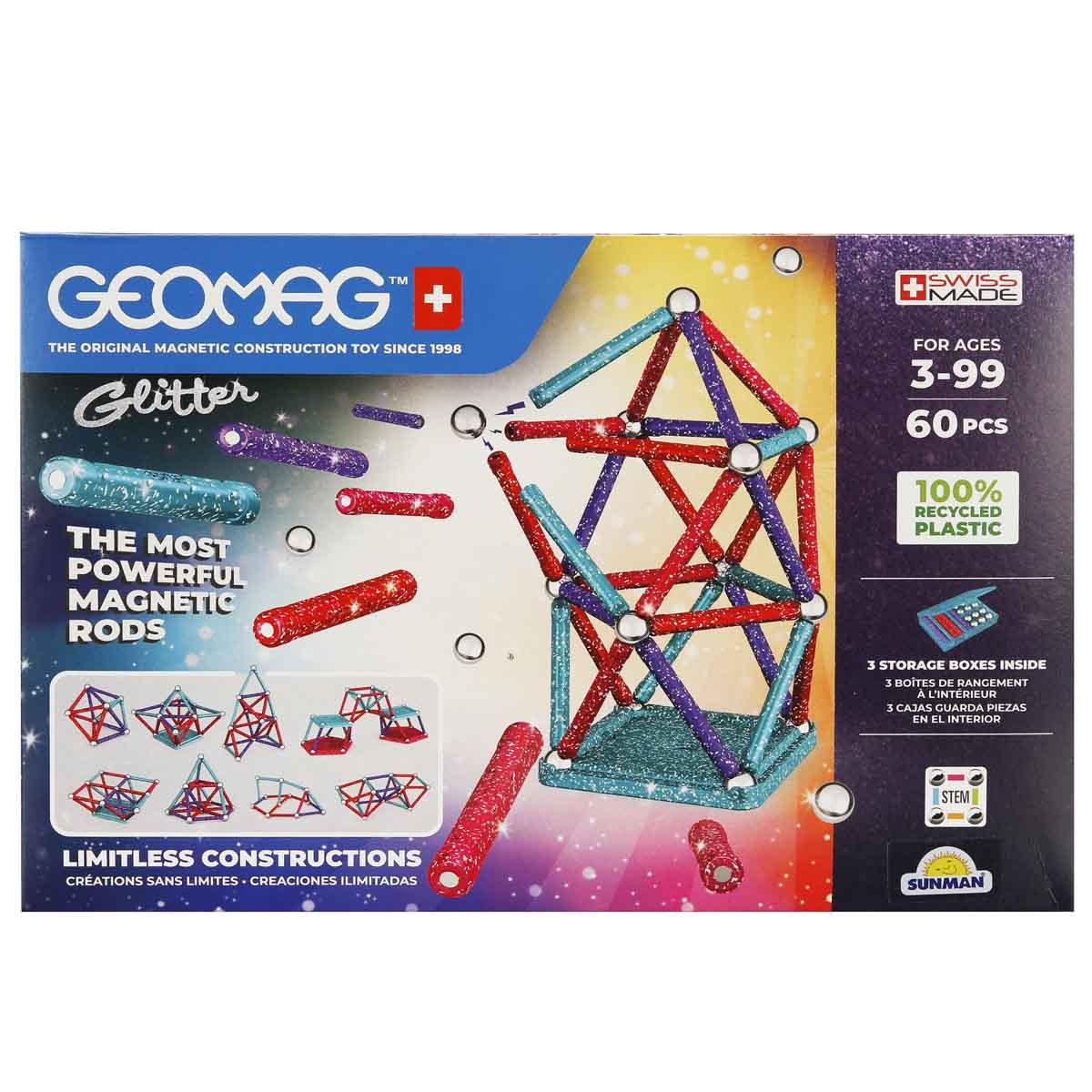 Geomag Glitter Simli Manyetik Zeka Çubukları 60 Parça