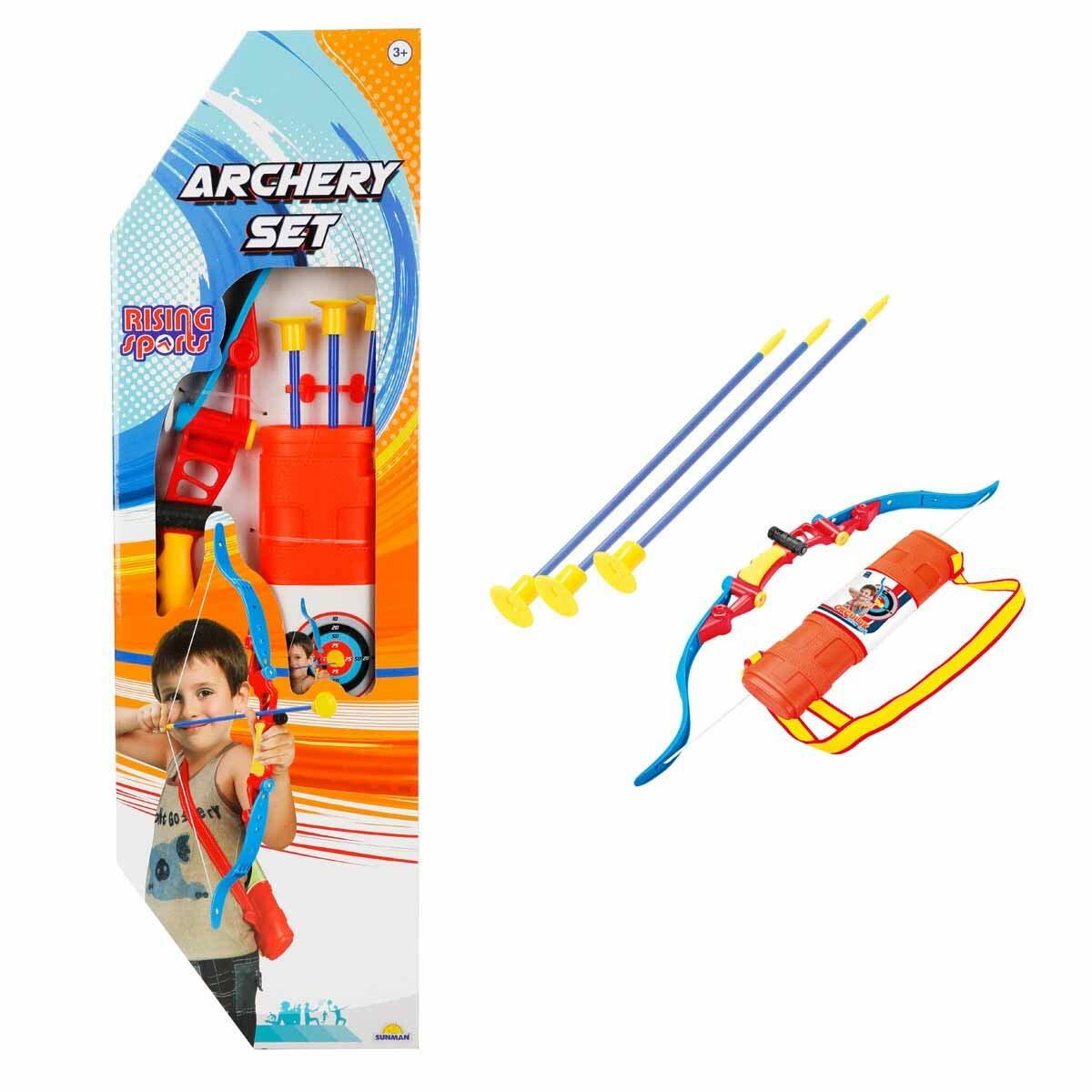 Sadaklı Hedefli 3 Oklu Okçuluk Seti | 69 CM Yay Ve Vakumlu Oklar | Sportif Eğitici Çocuk Ok Takımı