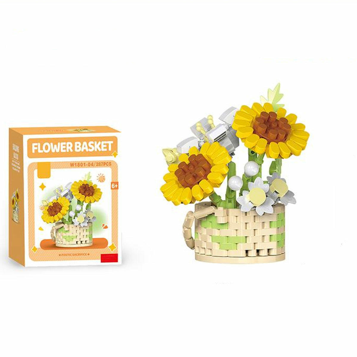 Sarı Papatya 287 Parça Blok Seti | Mikro Detaylı Çiçek Yapım Bloğu | Dekoratif Hobi ve Masaüstü Aksesuar Seti