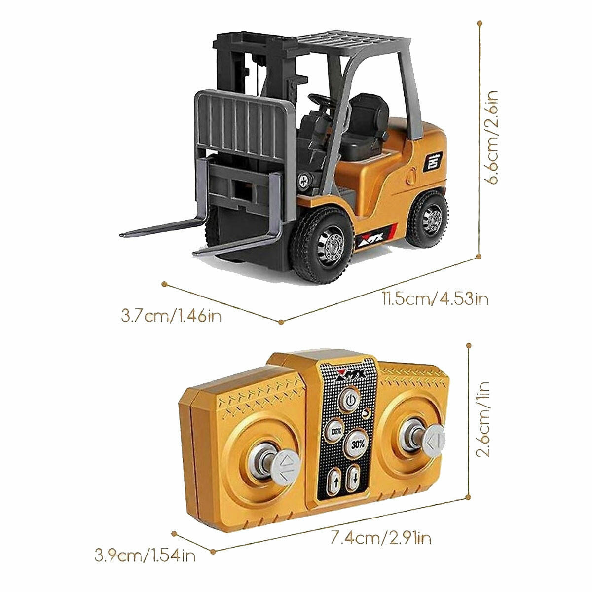 Şarjlı Mini Metal Uzaktan Kumandalı Forklift 1:64 | Metal Alaşım Gövdeli Full Fonksiyonel Mini İş Makinesi | Koleksiyonluk RC Forklift