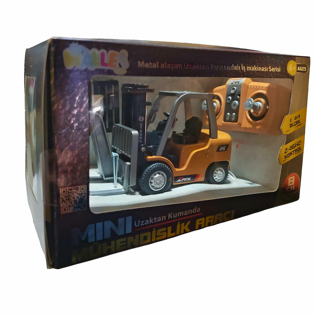 Şarjlı Mini Metal Uzaktan Kumandalı Forklift 1:64 | Metal Alaşım Gövdeli Full Fonksiyonel Mini İş Makinesi | Koleksiyonluk RC Forklift