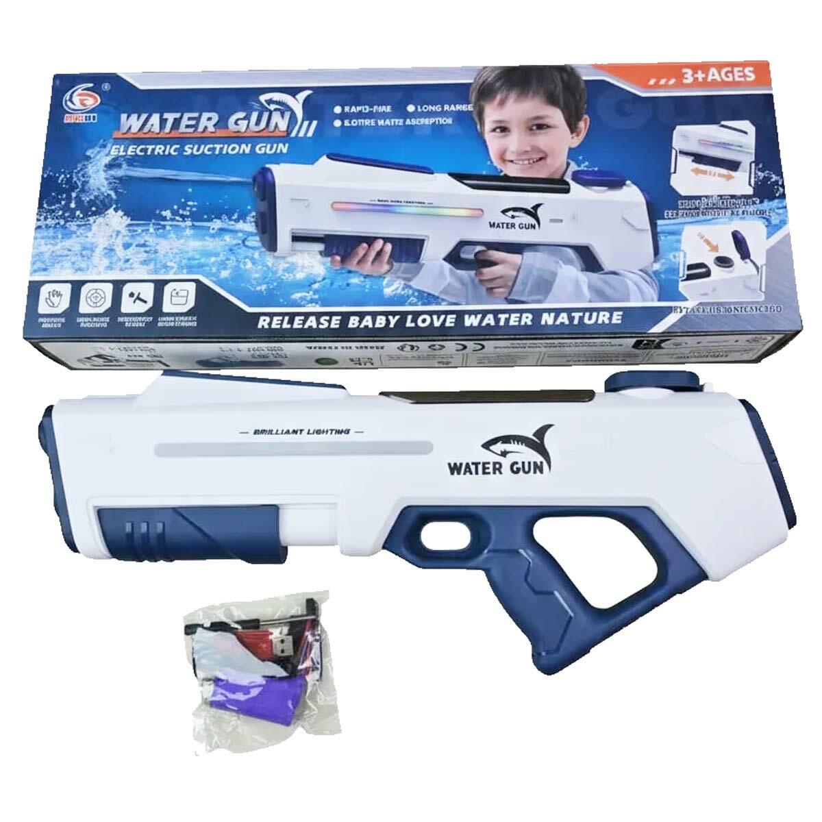 Şarjlı Otomatik Su Tabancası Tüfeği | Kendi Kendini Dolduran Elektrikli Su Tüfeği | LED Işıklı Uzun Menzilli Su Oyuncağı