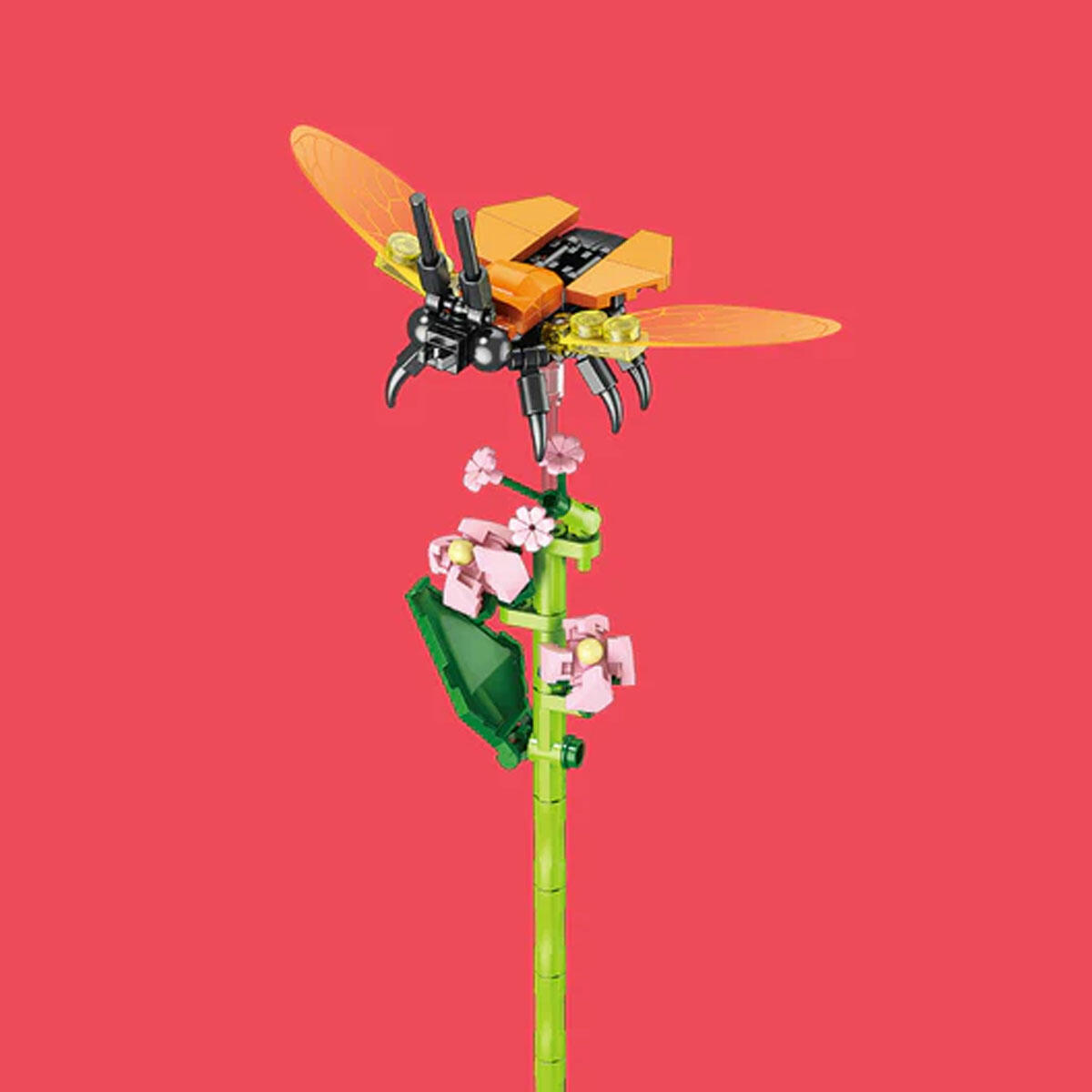 Şeftali Çiçeği ve Avcı Böceği 121 Parça Blok Seti | Çiçek Tasarımı | Eğitici ve Dekoratif Yapım Oyuncağı