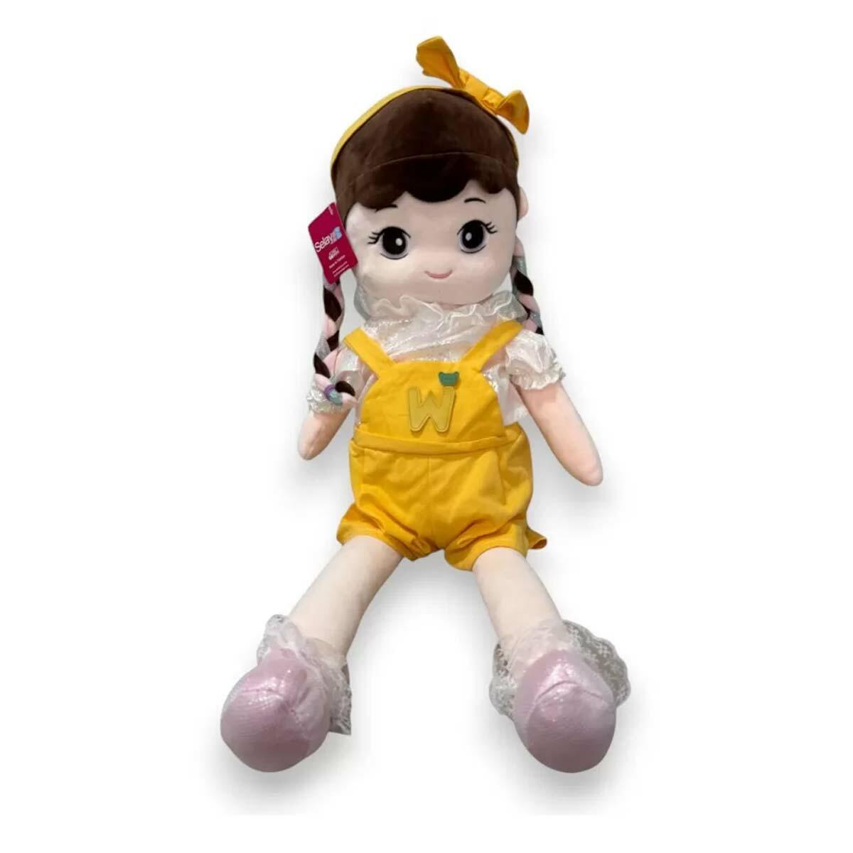 Selay Bebek 77 CM Sarı Pelüş | Dev Boy Yumuşak Bebek | Feyza Oyuncak Güvenli Uyku Arkadaşı