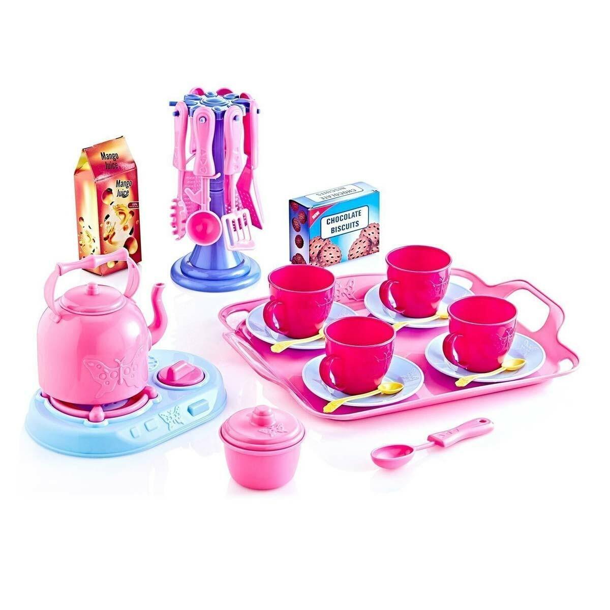 Selena Büyük Çay Seti El Çantalı | 30 Parça Mutfak Oyuncak Seti | Güçlü Toys Eğitici Evcilik Oyuncakları