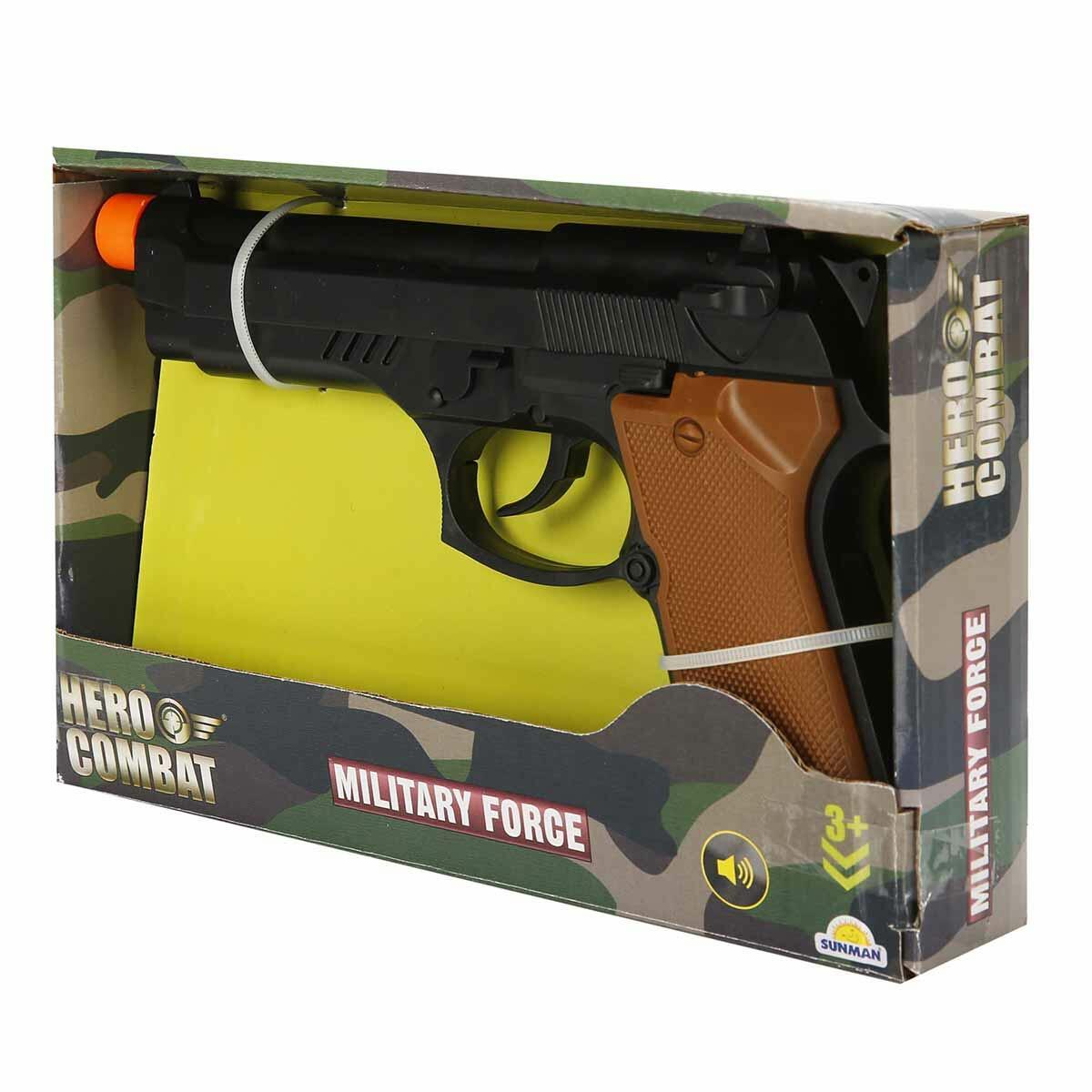 Sesli Asker Tabancası 20 cm | Ses Efektli Oyuncak Silah | Kahraman Asker Rol Yapma Ve Aksiyon Seti