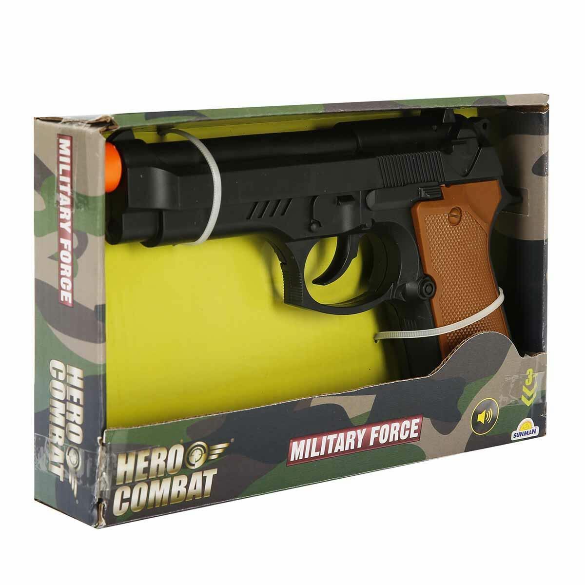 Sesli Asker Tabancası 20 cm | Ses Efektli Oyuncak Silah | Kahraman Asker Rol Yapma Ve Aksiyon Seti