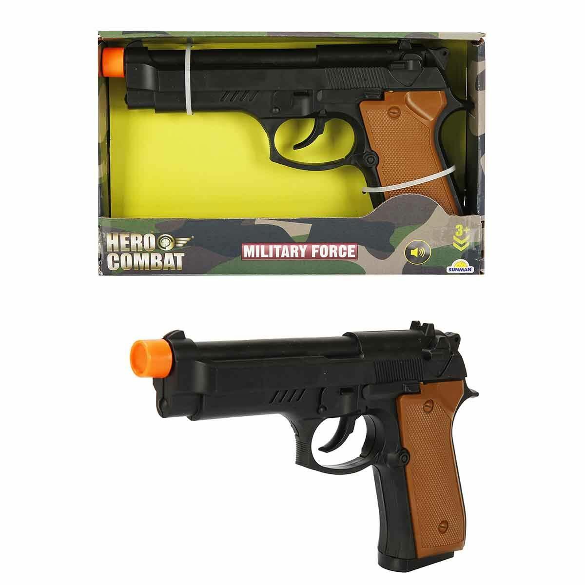 Sesli Asker Tabancası 20 cm | Ses Efektli Oyuncak Silah | Kahraman Asker Rol Yapma Ve Aksiyon Seti