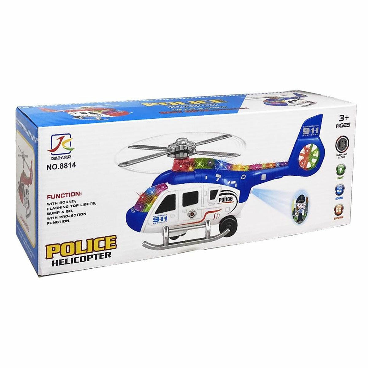 Sesli Işıklı Çarp Dön Helikopter | Projeksiyonlu Çarp Git Hava Aracı | Eğitici ve Eğlenceli İnteraktif Oyuncak Helikopter