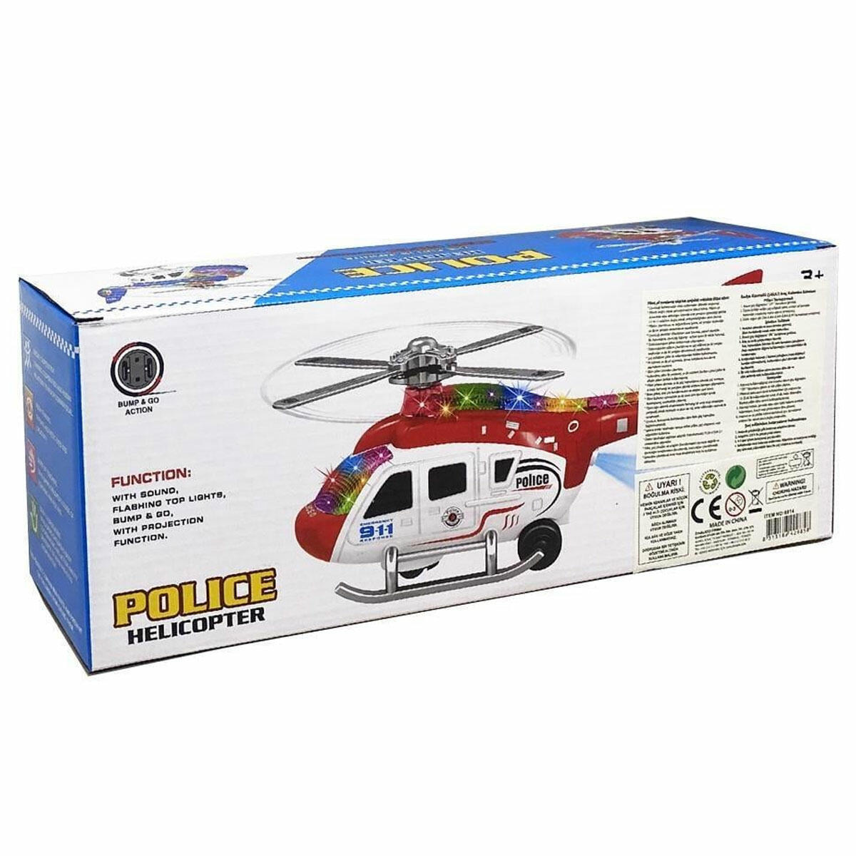 Sesli Işıklı Çarp Dön Helikopter | Projeksiyonlu Çarp Git Hava Aracı | Eğitici ve Eğlenceli İnteraktif Oyuncak Helikopter