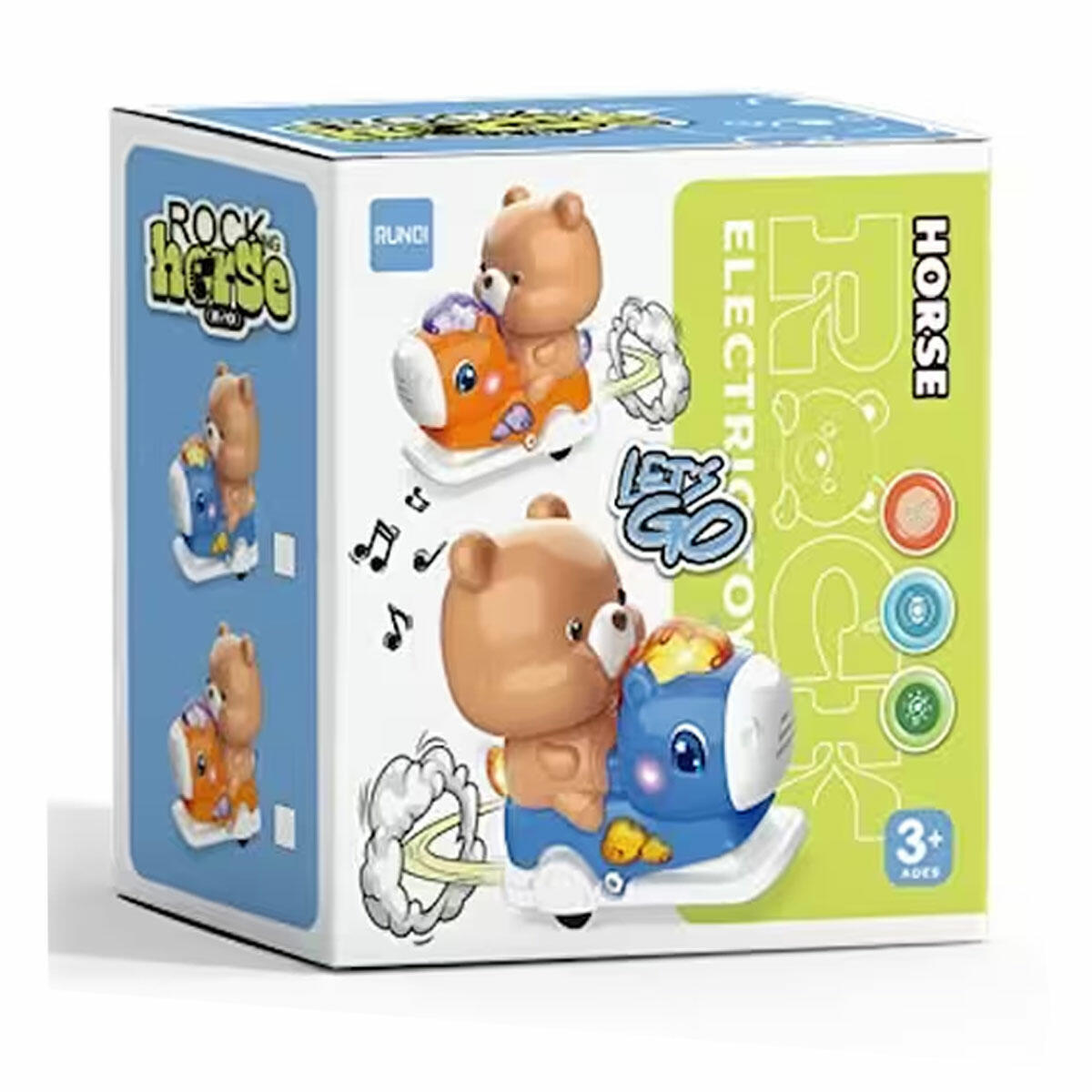 Sesli Işıklı Pilli Atlıkarınca Ayı | 14 cm Çarp-Dön Hareketli Oyuncak | Eğitici ve Eğlenceli Bebek ve Çocuk Oyuncağı