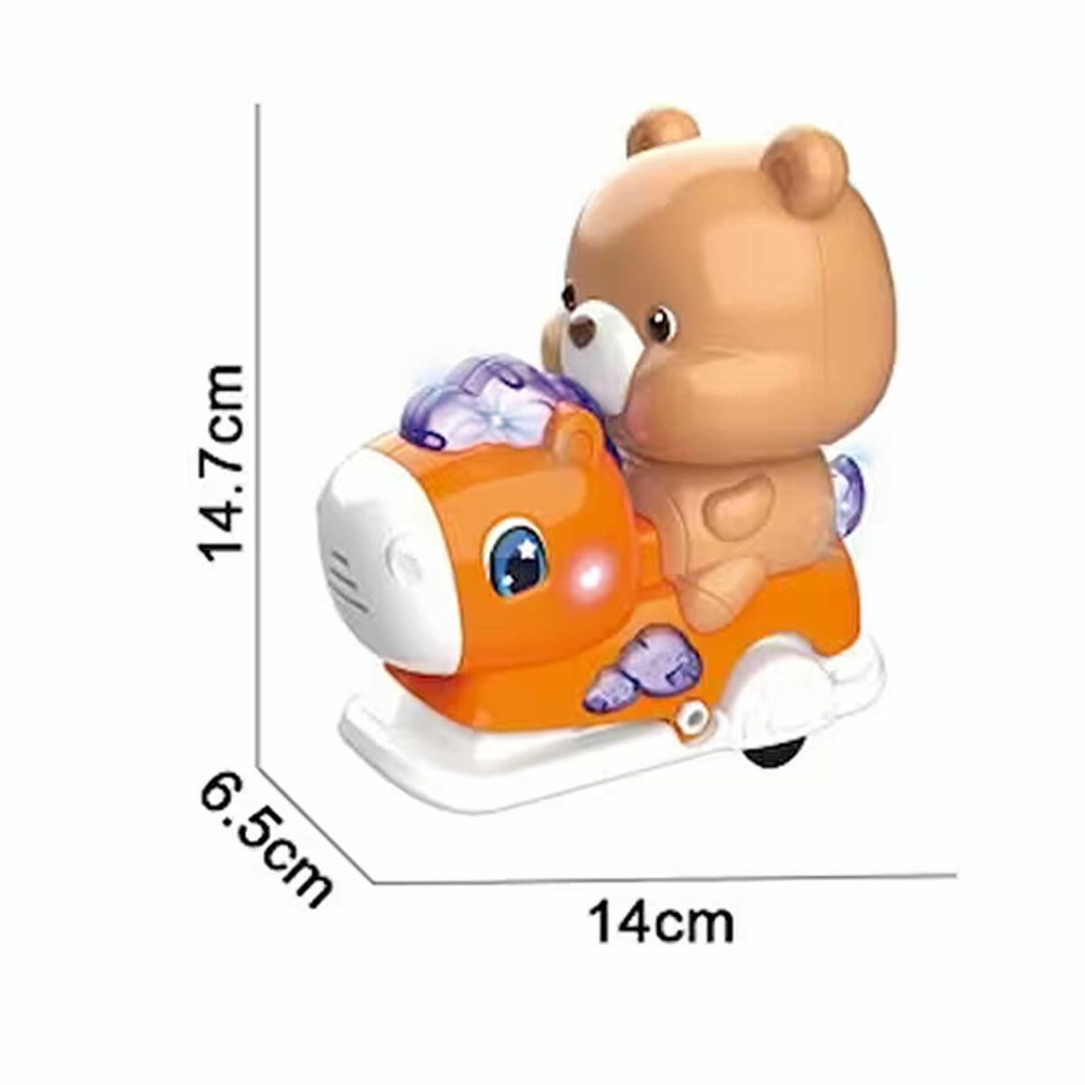 Sesli Işıklı Pilli Atlıkarınca Ayı | 14 cm Çarp-Dön Hareketli Oyuncak | Eğitici ve Eğlenceli Bebek ve Çocuk Oyuncağı