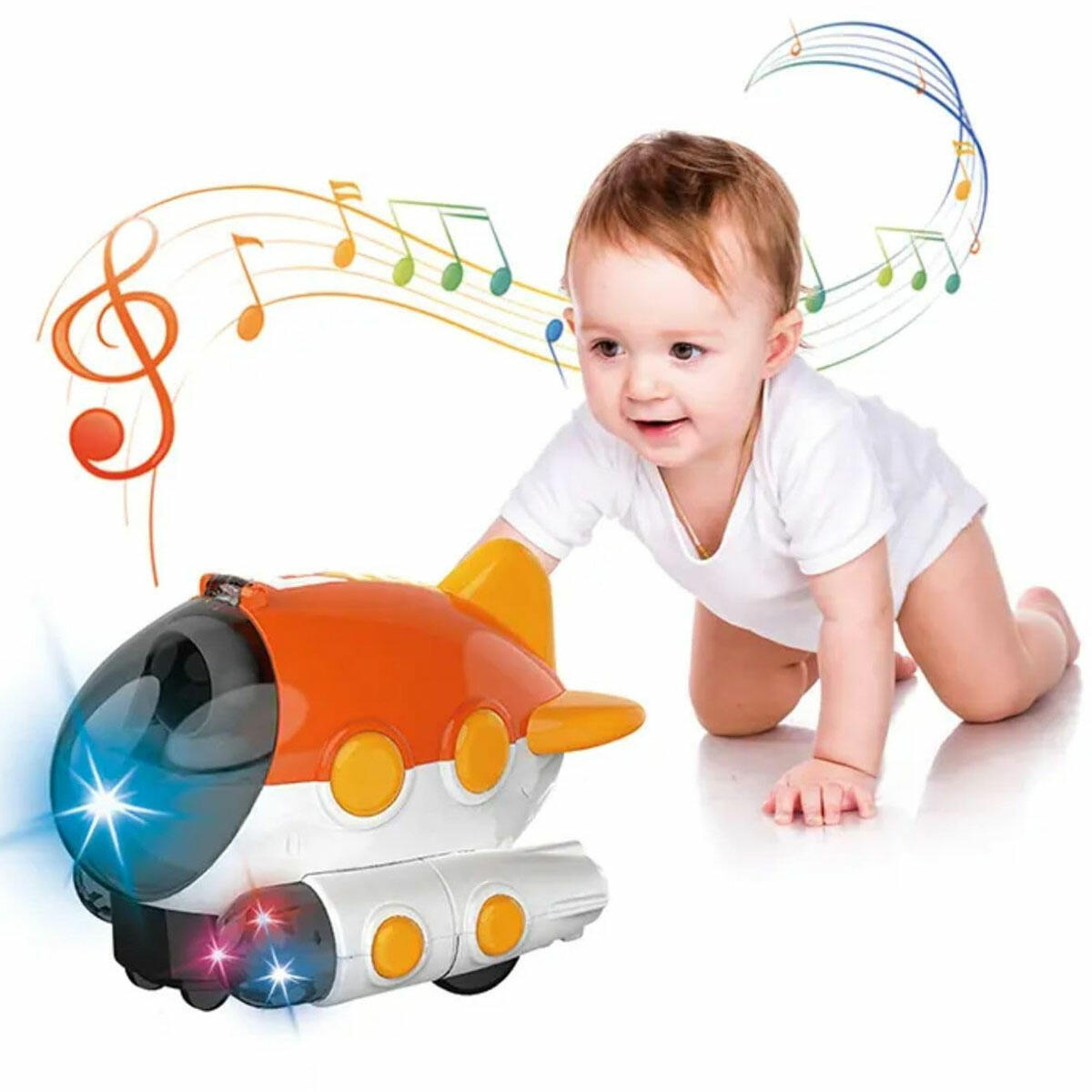 Sesli Işıklı Pilli Çok Yönlü Uçak | 360 Derece Dönen Çarp-Dön Oyuncak Uçak | 14 cm Hareketli ve İnteraktif Çocuk Oyuncağı