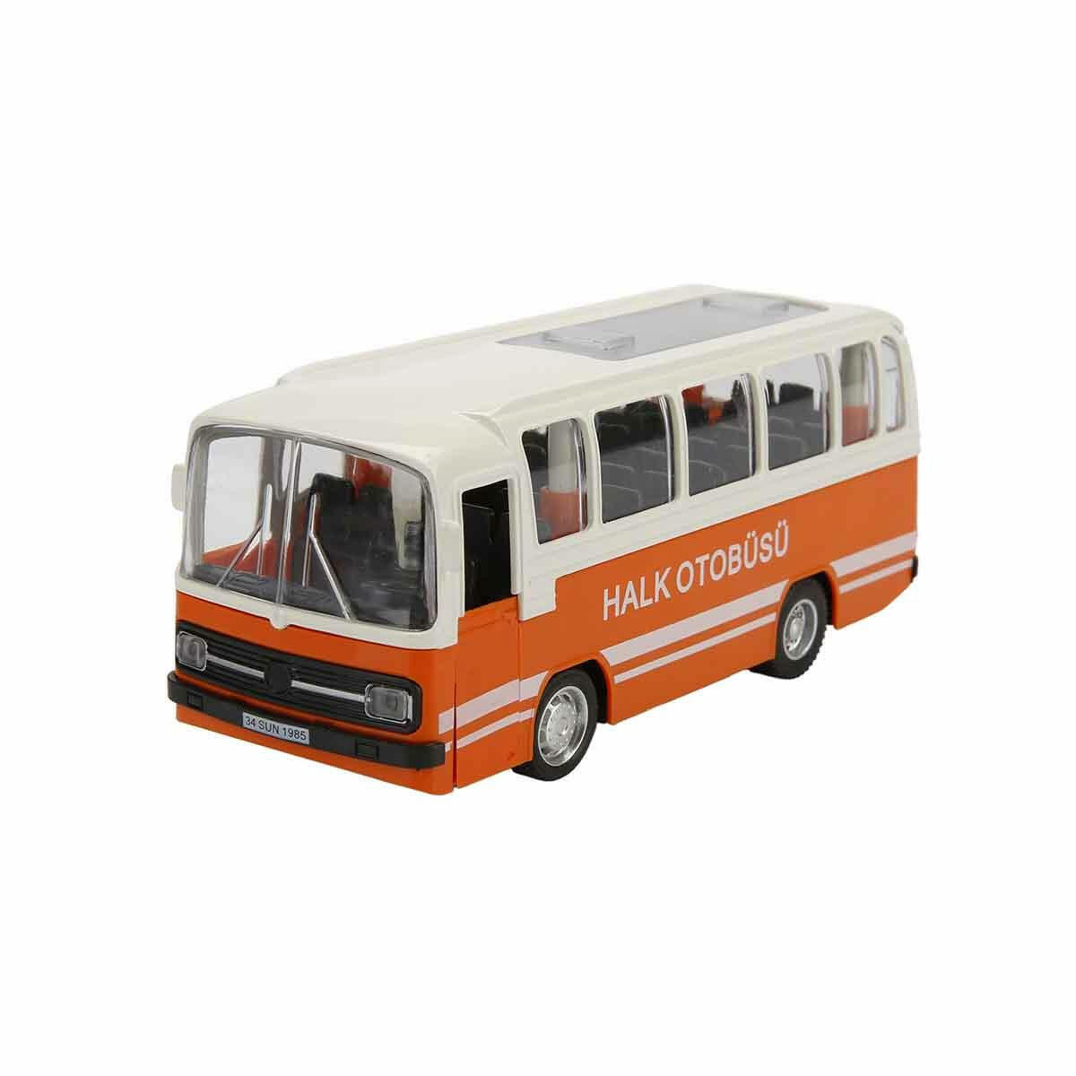 Sesli ve Işıklı Nostaljik Halk Otobüsü – 15 cm Die-Cast Model