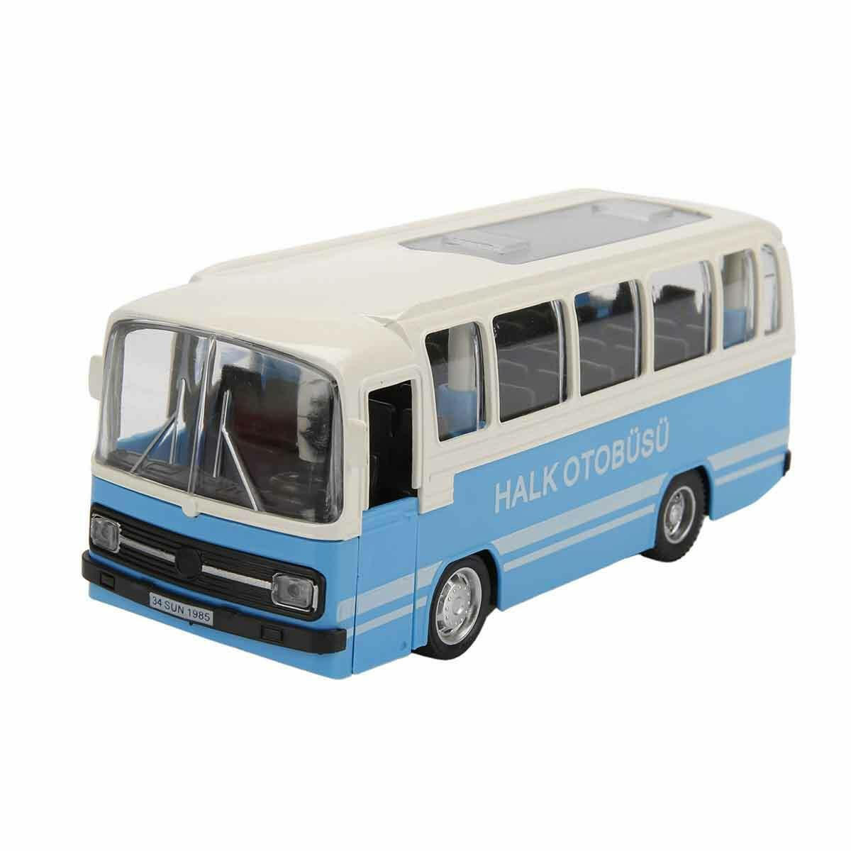 Sesli ve Işıklı Nostaljik Halk Otobüsü – 15 cm Die-Cast Model