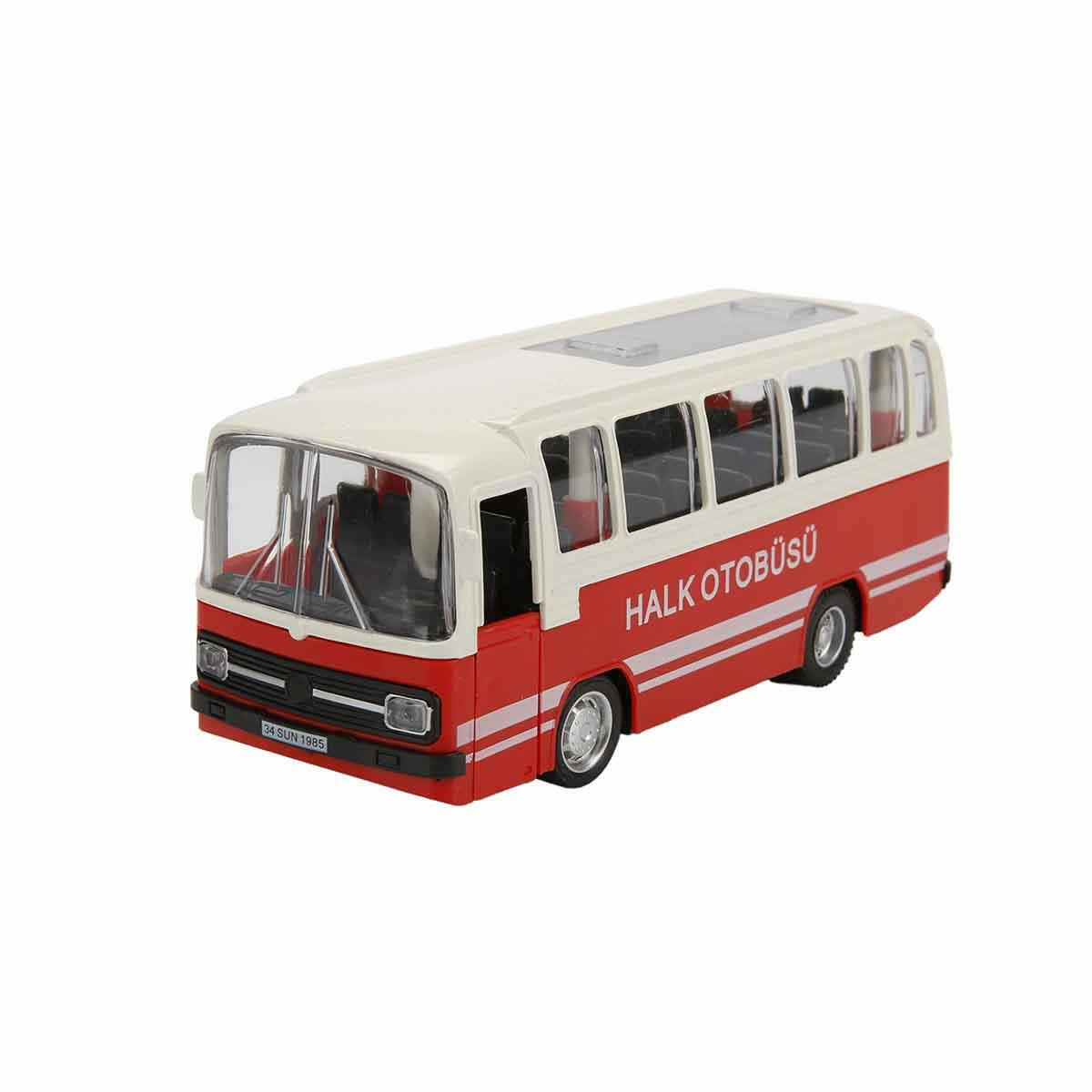 Sesli ve Işıklı Nostaljik Halk Otobüsü – 15 cm Die-Cast Model