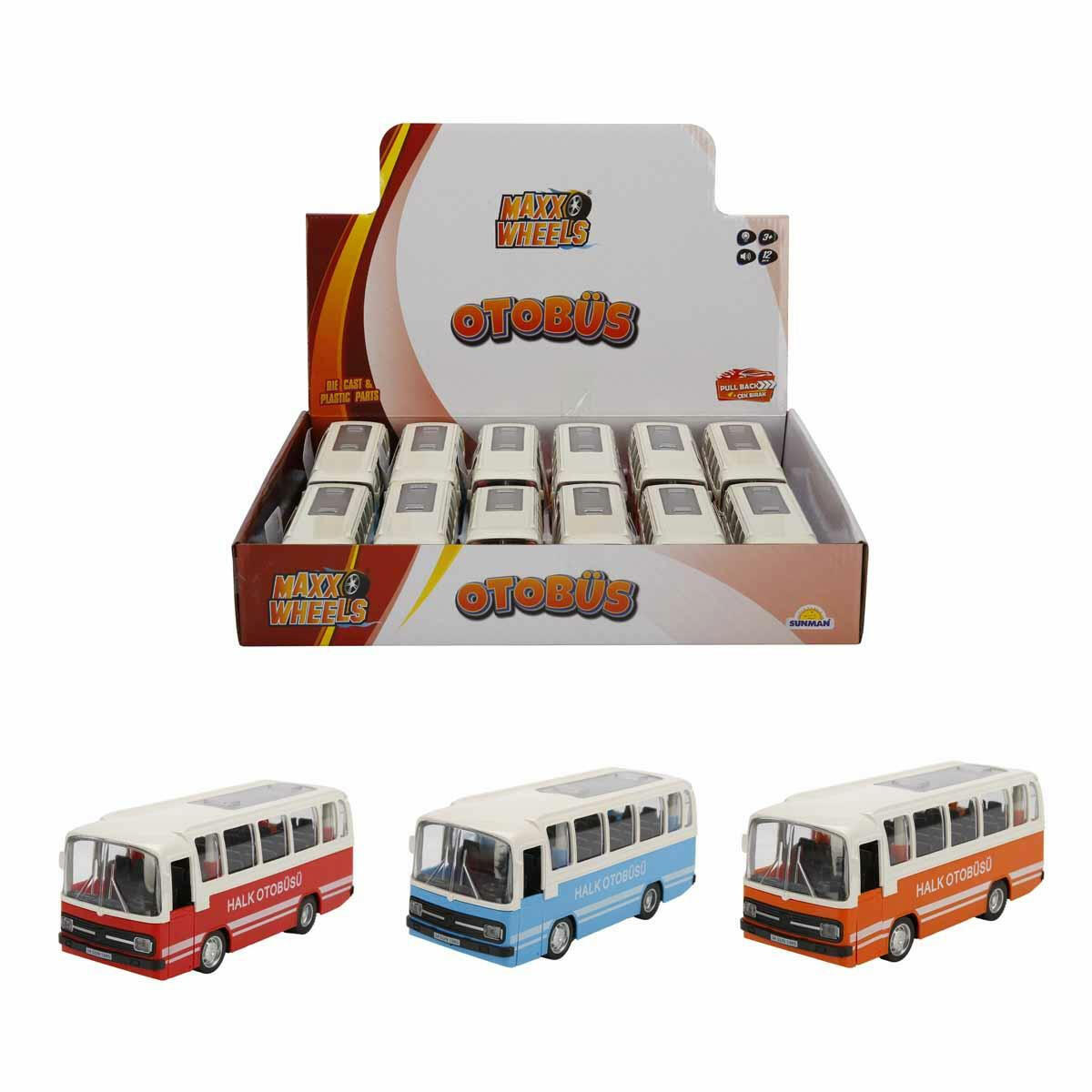 Sesli ve Işıklı Nostaljik Halk Otobüsü – 15 cm Die-Cast Model