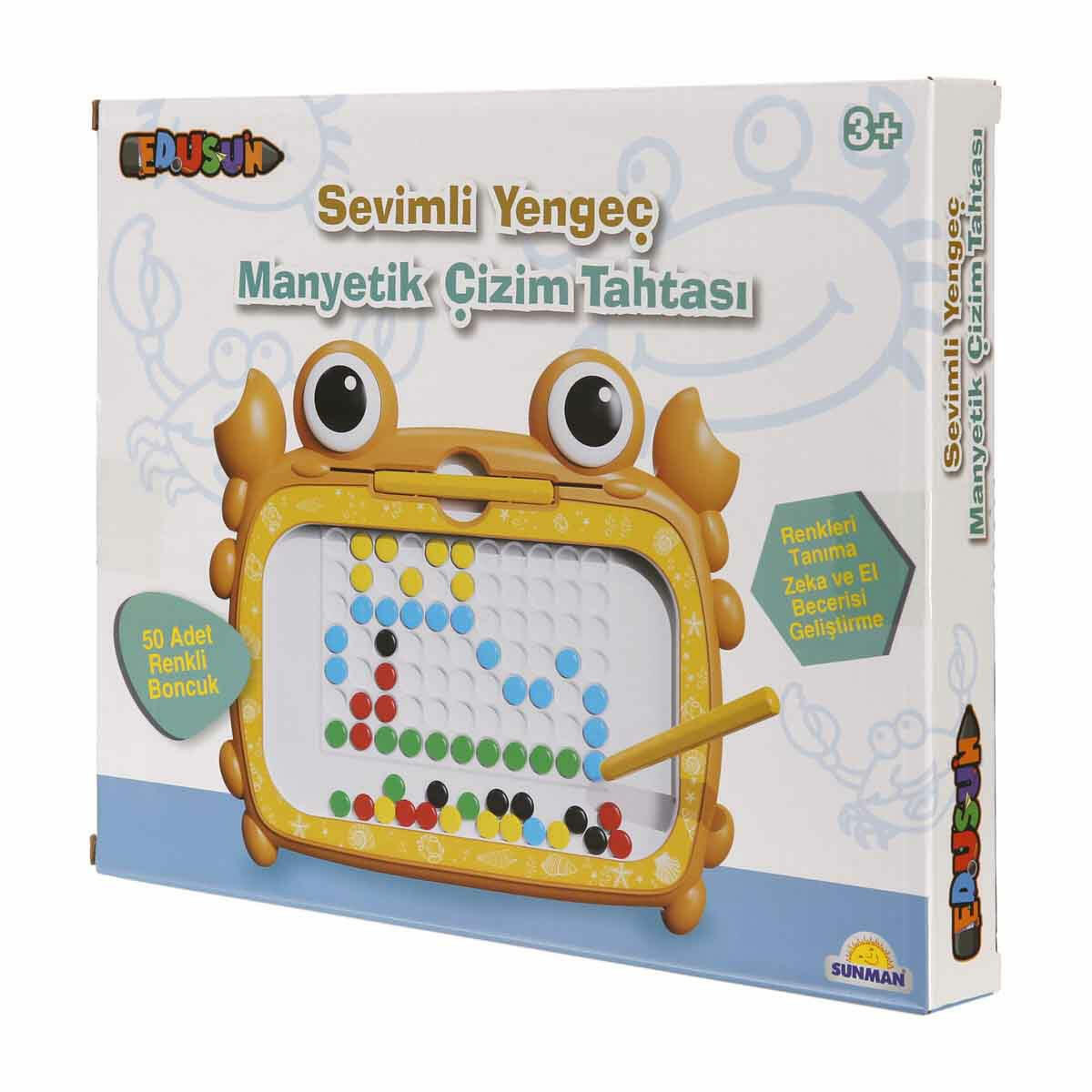 Sevimli Yengeç Manyetik Çizim Tahtası | 50 Boncuklu Manyetik Sanat Seti | Çocuklar İçin Eğitici ve Yaratıcı Çizim Oyuncağı