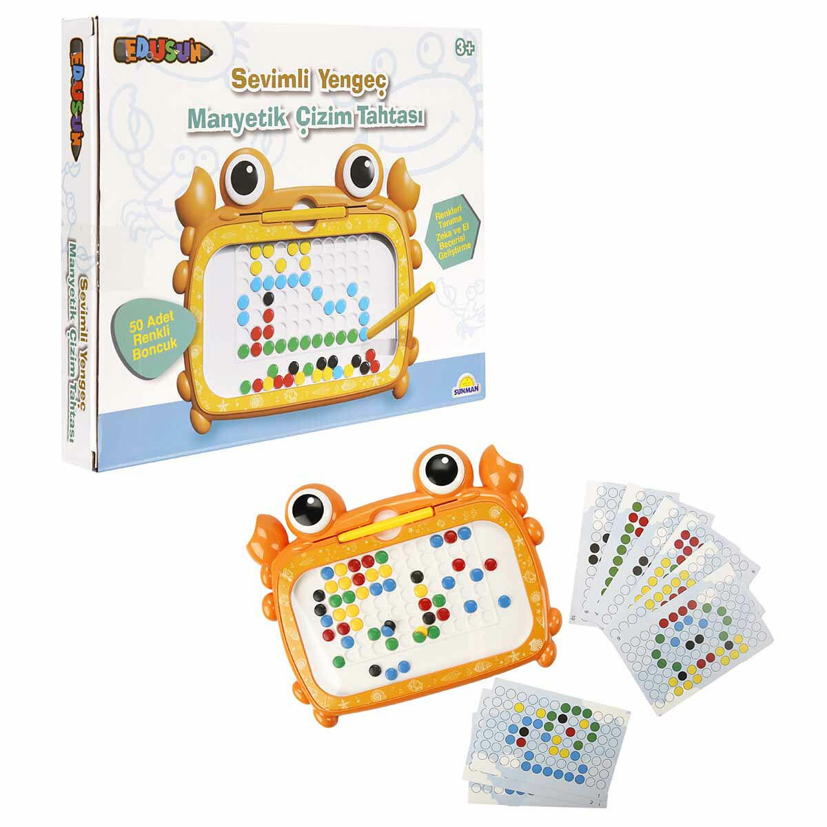 Sevimli Yengeç Manyetik Çizim Tahtası | 50 Boncuklu Manyetik Sanat Seti | Çocuklar İçin Eğitici ve Yaratıcı Çizim Oyuncağı
