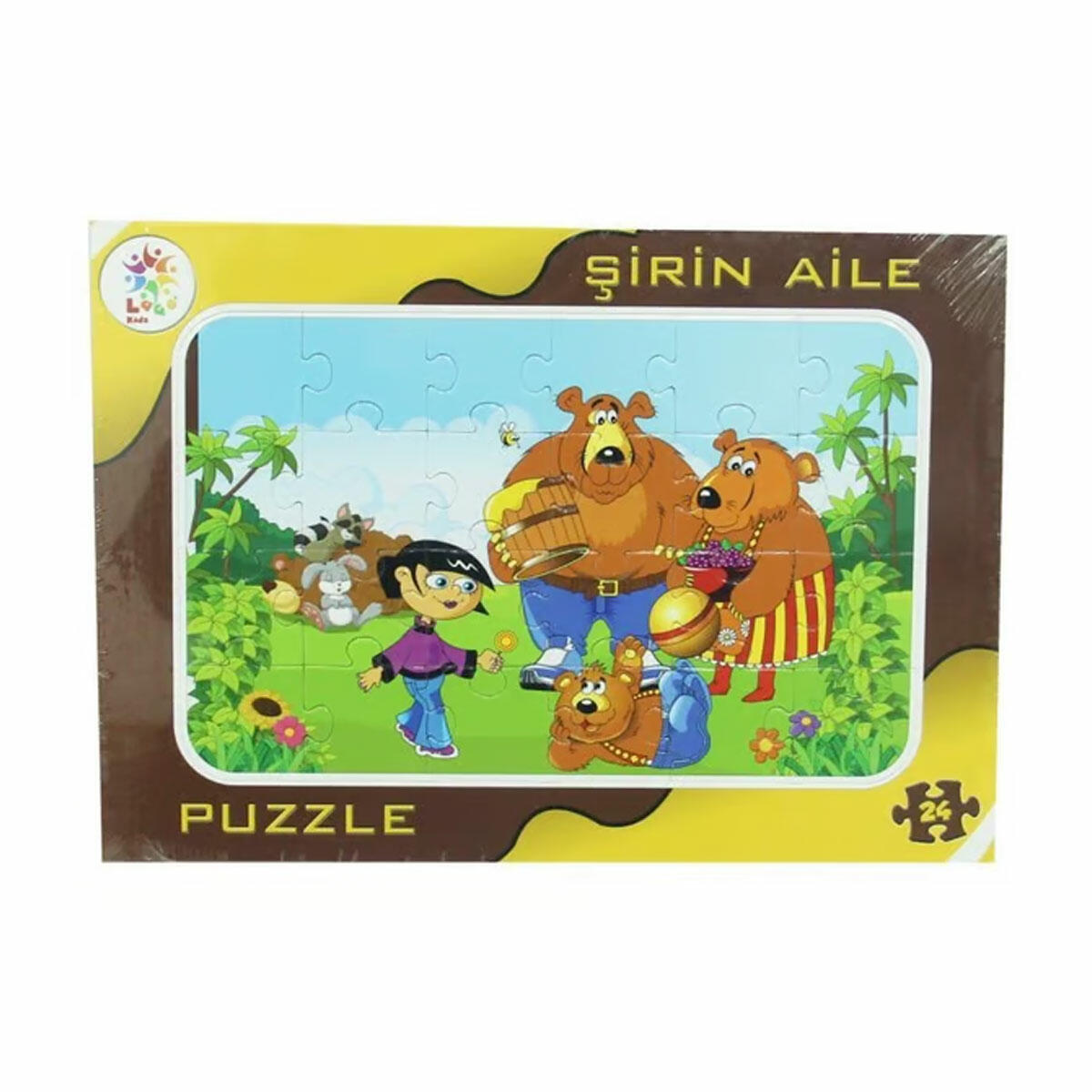 Şirin Aile Taslamalı Frame 24 Parça Puzzle | El-Göz Koordinasyonu Geliştiren, Parlama Yapmayan Çerçeveli Eğitici Yapboz